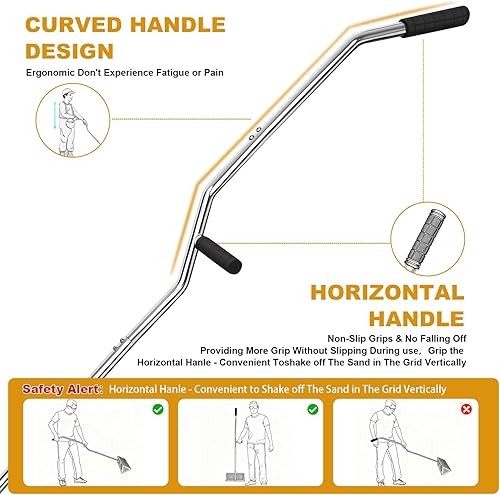 Miniatura 3 de Rastrillo de pulgas de mar para playa, atrapa cangrejos de arena de acero inoxidable 304 de alta calidad, tamiz de playa de 52 pulgadas de largo con