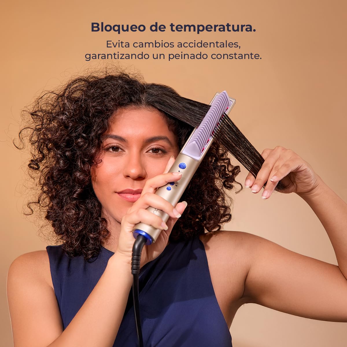 Cecotec Cepillo Alisador con Infrarrojos e Iones InstantCare Lisse iSphere. 3 Ajustes de Temperatura 140º-170ºC-200ºC, Función Memoria, Bloqueo de Temperatura, Indicadores LED