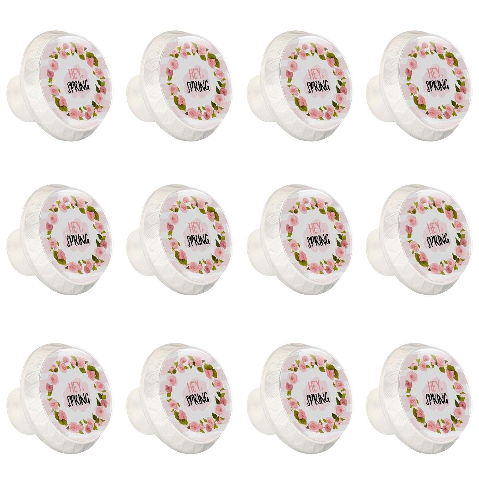 Boutons d'armoires de cuisine roses en lot de 12 pièces pour tiroir de commode