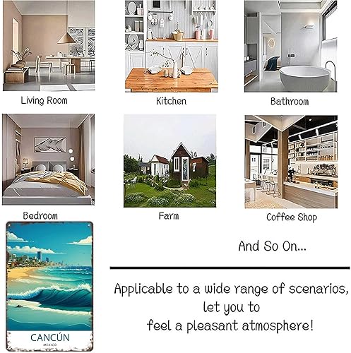 Miniatura 7 de Cartel divertido cartel de 8 x 12 pulgadas aluminio metal estaño cartel Cancún México pared arte decoración pintura para el hogar habitación oficina