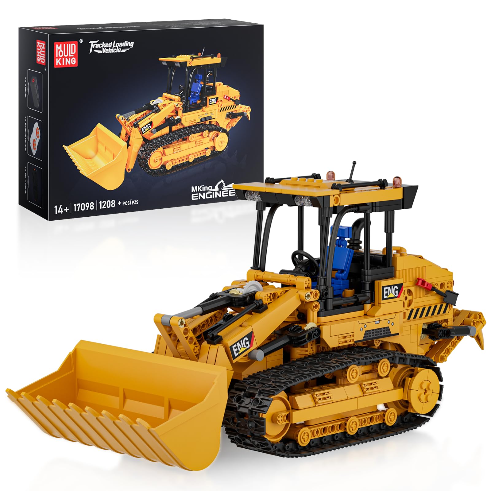 Mould King Tecnología retroexcavadora oruga modelo con aplicación teledirigida, kit de construcción para modelo de maquinaria de construcción con 1208 piezas, juguete STEM 17098 para mayores de 14