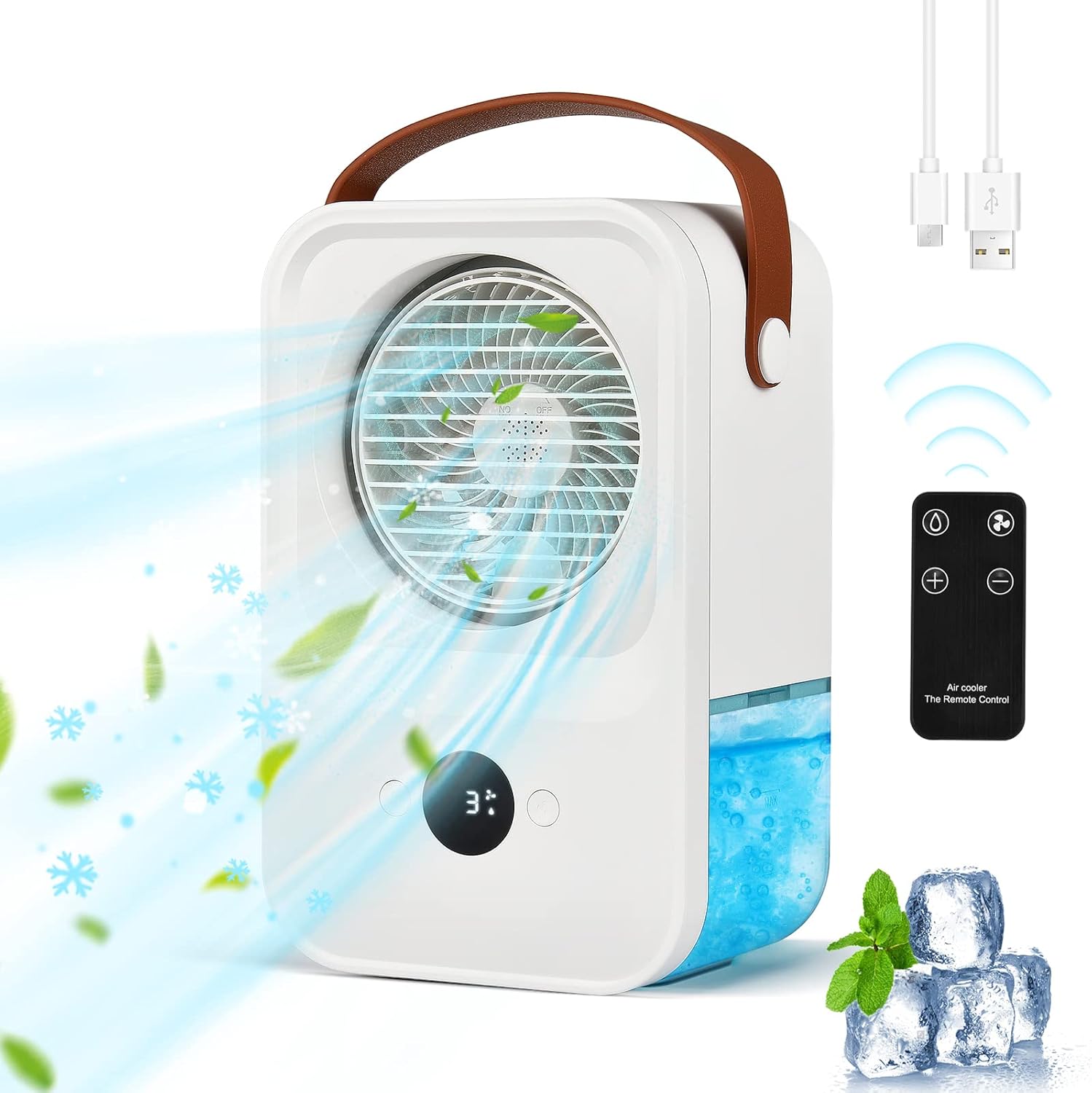 Portable Air Cooler, Mini Air Conditioner Fan, Rechargeable Air Cooler