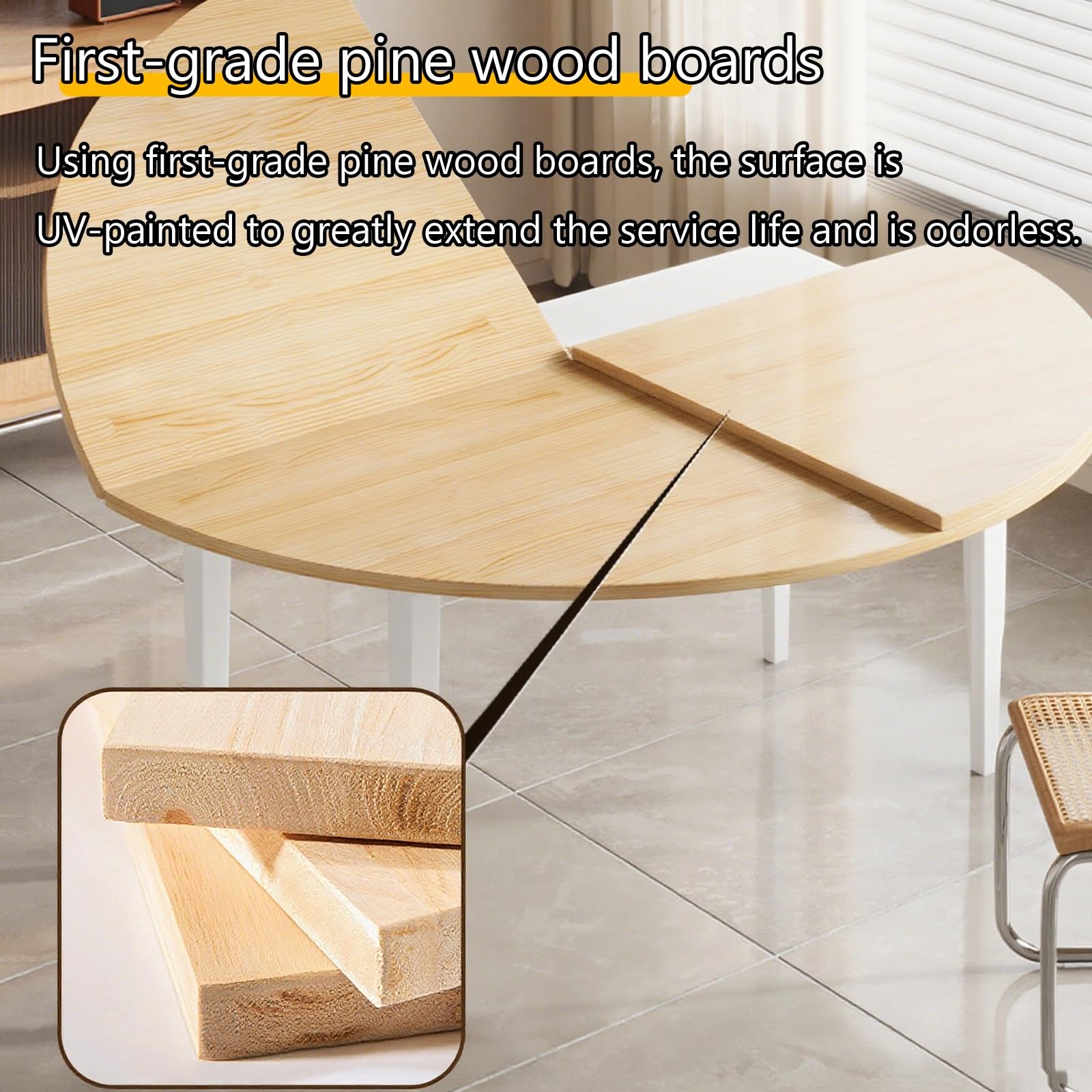Tavolo pieghevole rotondo in legno da 180 cm per 10, tavolo da pranzo allungabile per esterni, vassoi versatili in legno, ideale per riunioni in casa e giardino, design salvaspazio