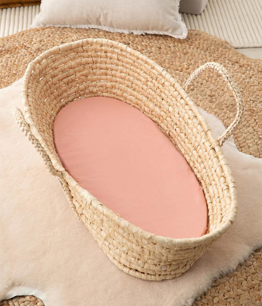 Love to Dream 2-in-1 Bassinet Sheet and Mattress Protector - Rose, Bassinet/Basket - Image 2