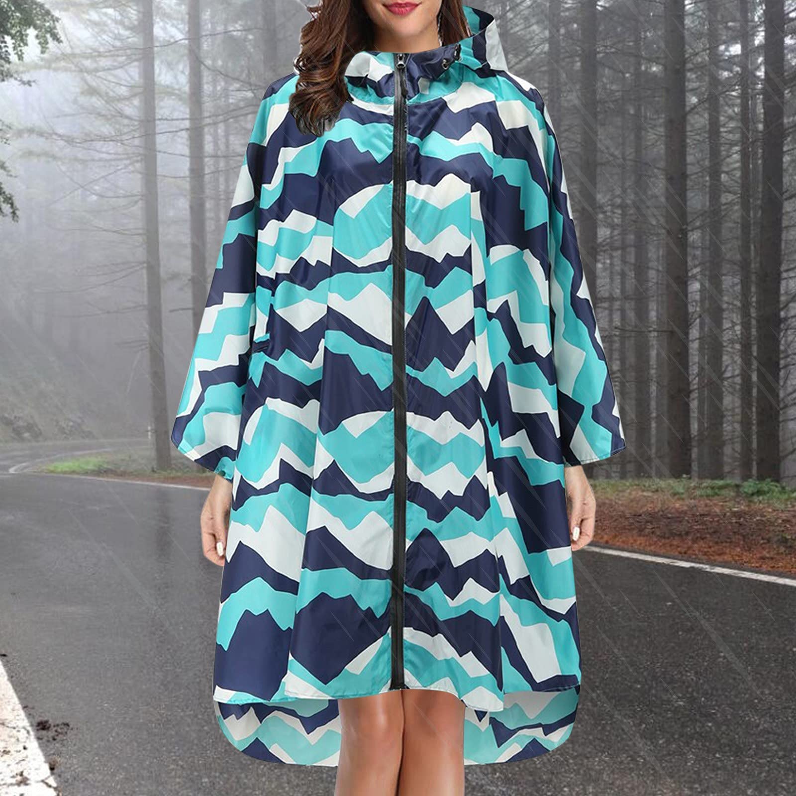 Poncho Pluie Imperméable Femme avec fermeture éclair, Cape De Pluie Leopard Respirante Avec Capuche, Vêtements Imperméables Adulte Reutilisable Idéal Pour Festival, Camping, Voyage, Taille Unique a
