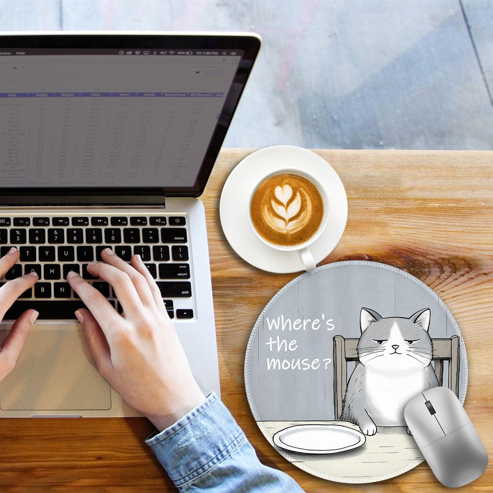 Divertente tappetino per mouse da lavoro, piccolo tappetino rotondo per scrivania, computer portatile | Mini tappetino mouse wireless da viaggio per computer, accessori da ufficio, regali per colleghi, 21,8 x 21,8 cm
