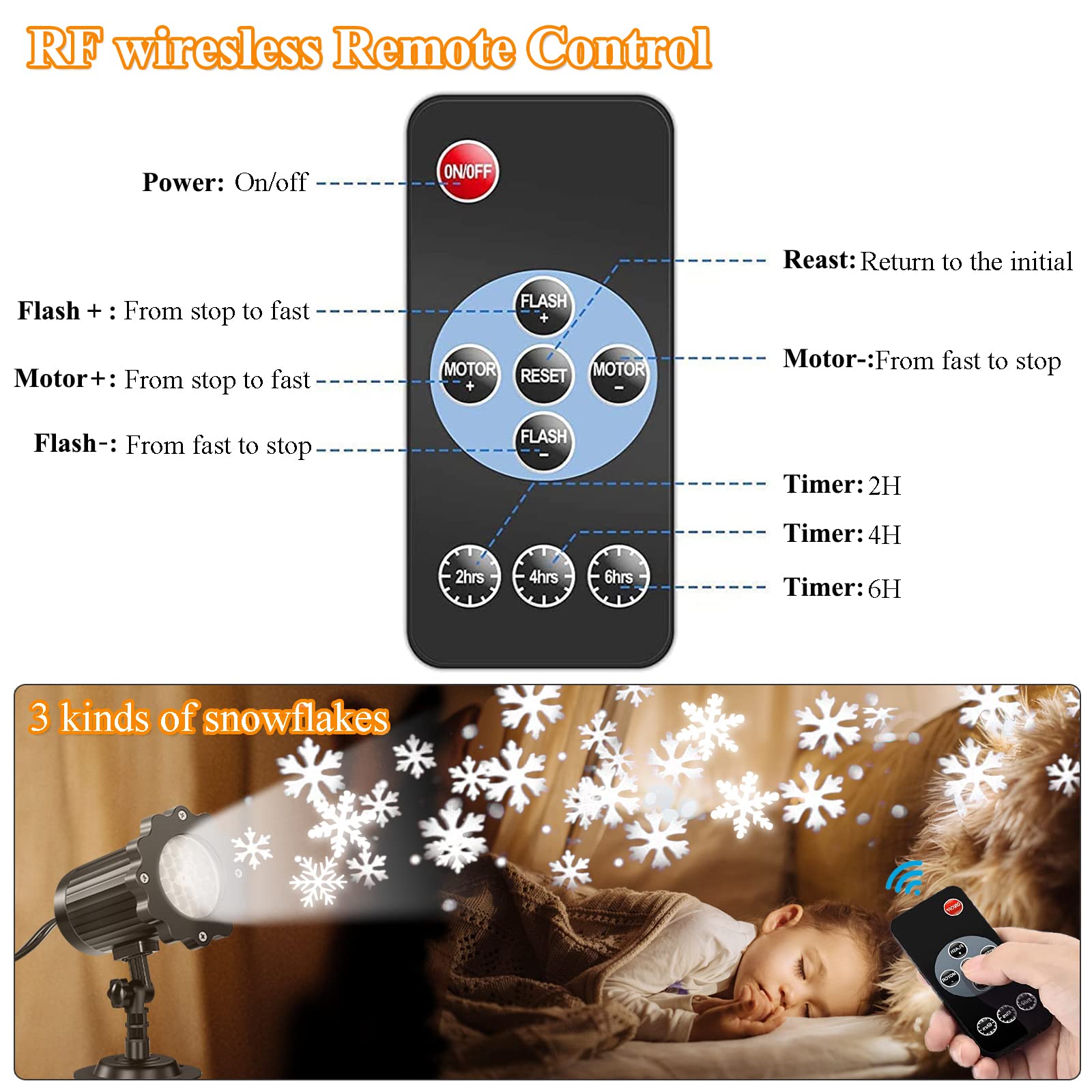 Proiettore Luci Natale Da Esterno, Proiettore Fiocco Di Neve Ip65 Illuminazione Da Esterno Impermeabile Con Telecomando e Timer Per Natale, Festa, Giardino, Esterno e Interno