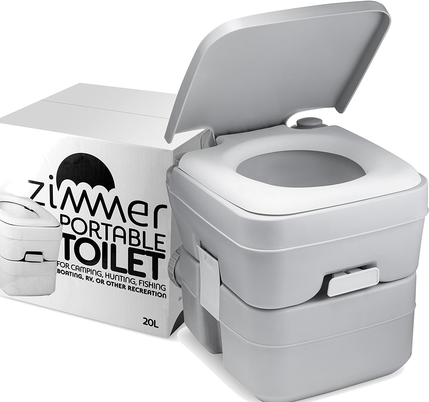 Portable Toilet Camping Porta Potty - 5 Gallon Waste Tank - Durable, Leak Proof, Flushable Easy to use RV Toilet With Detachable Tanks for Effortless Cleaning & Carrying, for Travel, Boating and Trips