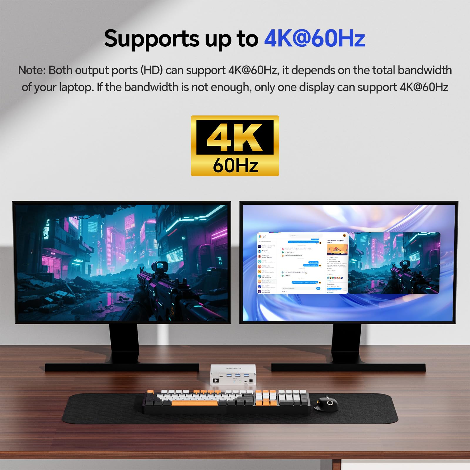 Docking Station KVM Switch 2 Monitore 2 Laptops, 4K USB C HDMI KVM Dual Monitore, 2 USB C MST Ports, 100W PD für 2 Laptops,1G Ethernet, 4K@60Hz,ideal für Homeoffice und Gaming
