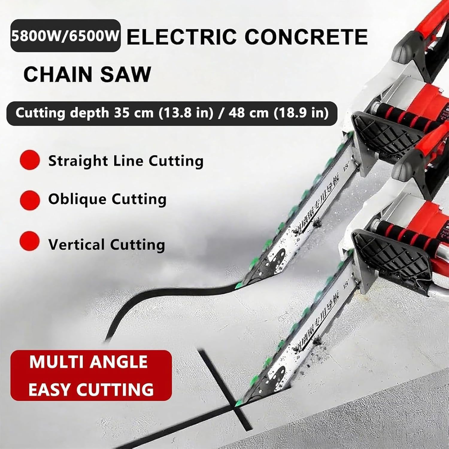 Motosierra De Mano Eléctrica Para Hormigón Con Cable 6500W, Profundidad De Corte De 48cm, Sierra Eléctrica De Cadena, sierra electrica podar arboles Para Cortar Muros Con De Supresión De Polvo