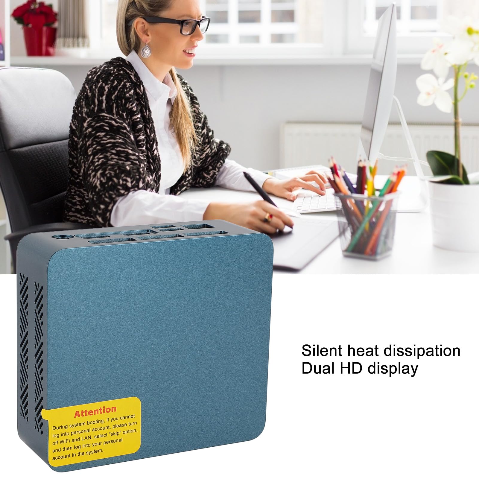 Kompaktowy Komputer Stacjonarny, I3 1215U, 8 GB DDR4, 2666 MHz Wi Fi 6E, BT 5.2, Typ C, Podwójny Wyświetlacz, 2 X USB3.2, dla (Wtyczka UE 8 GB + 512 GB)