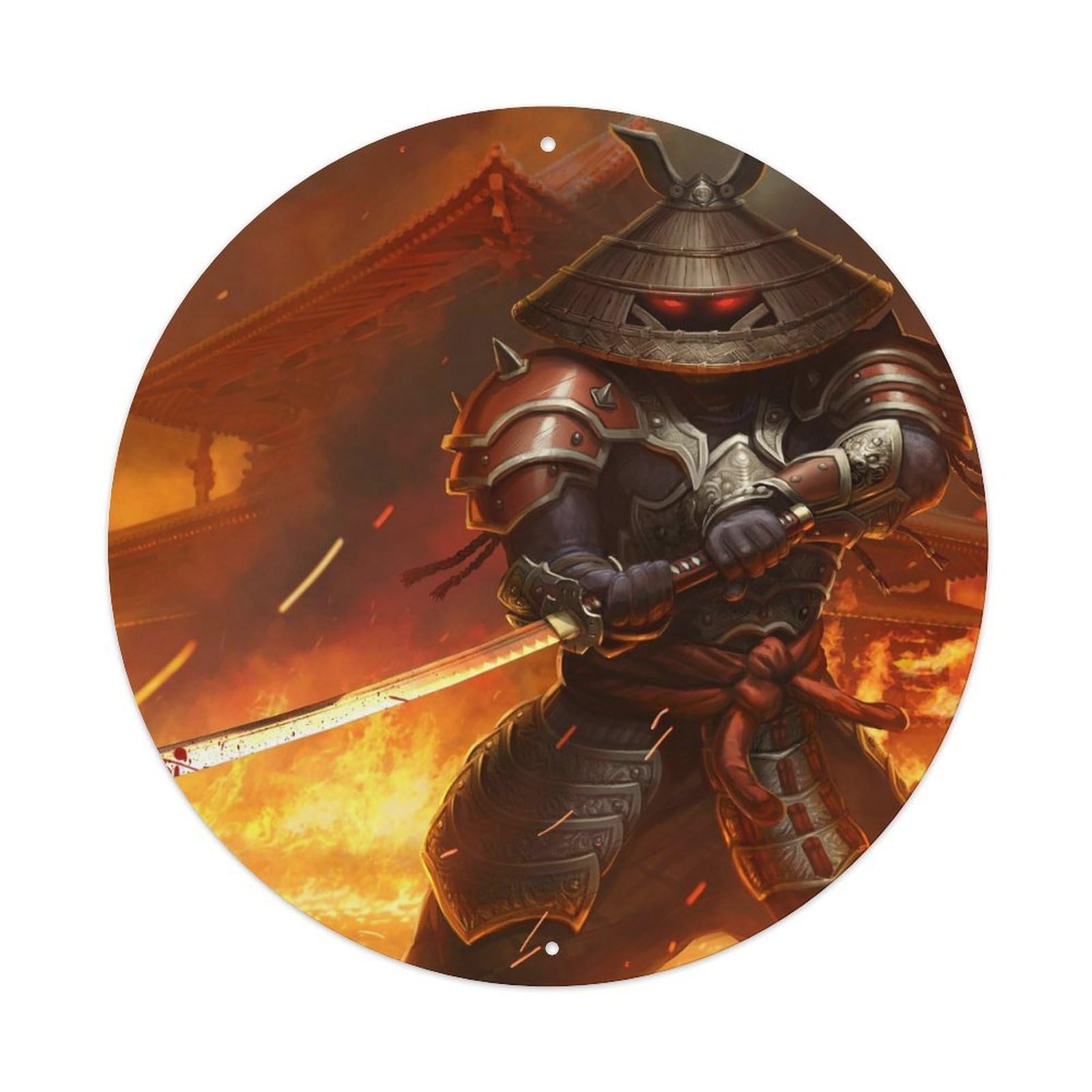 Fantasy Japanese Samurai Retro Temple Katana Metal Tin Sign
