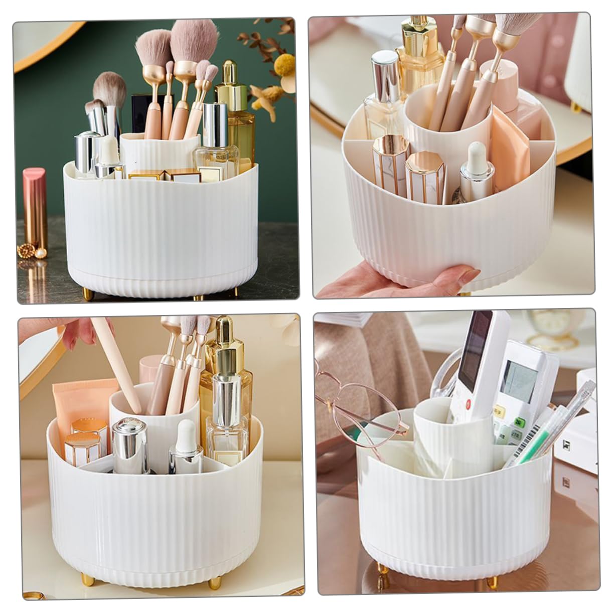 4 Piezas Organizador de Maquillaje para tocador Tapa Cromo Titulares cosmético Cajas almacenaje Cajas de almacenaje Organizador de Pinceles Cubo de Cepillo doméstico páginas Cabilock