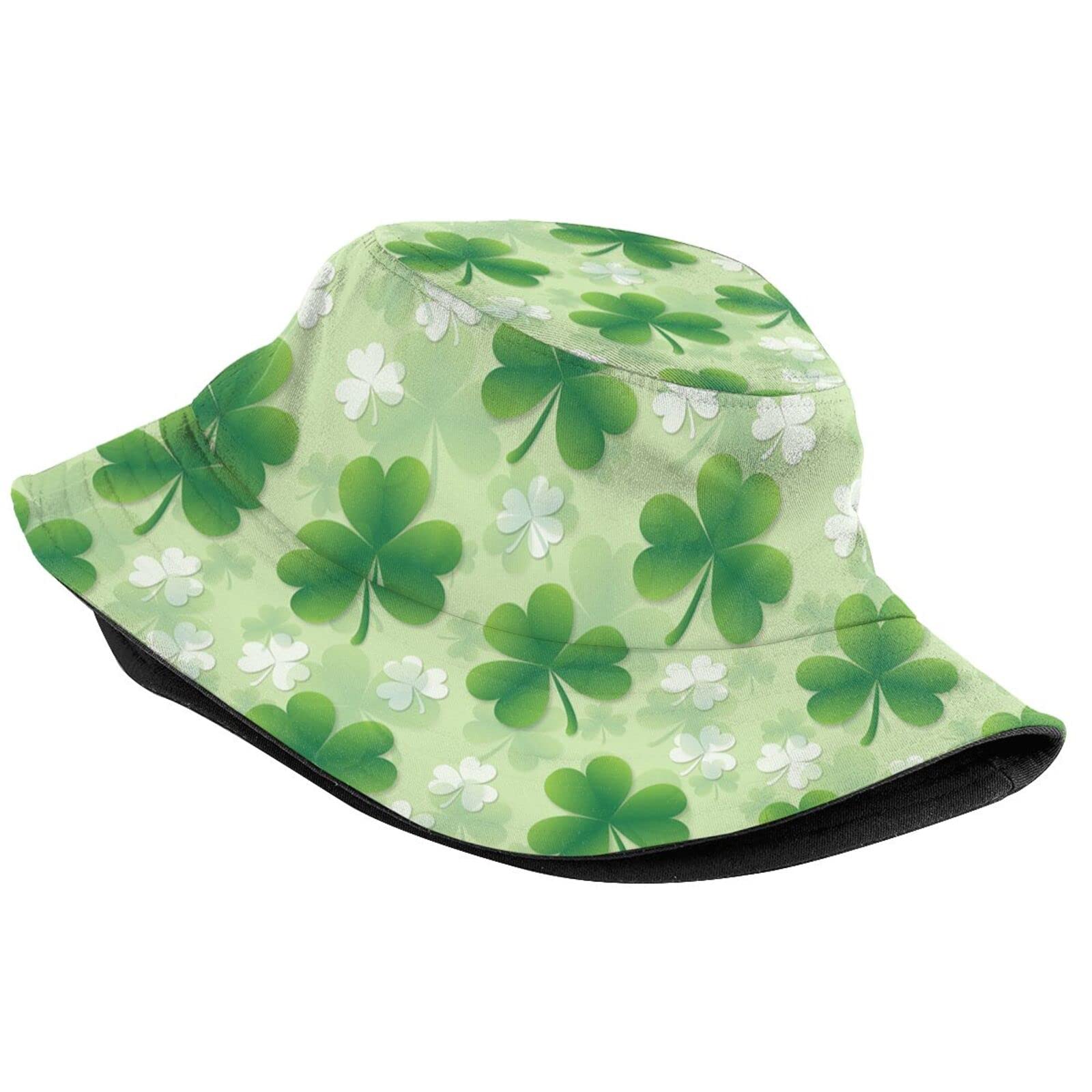 Funny St. Patrick's Day Clover Bucket Hat for Men Women Boys Girls Packable Shamrocks Sun Hat Outdoor Fisherman Hats