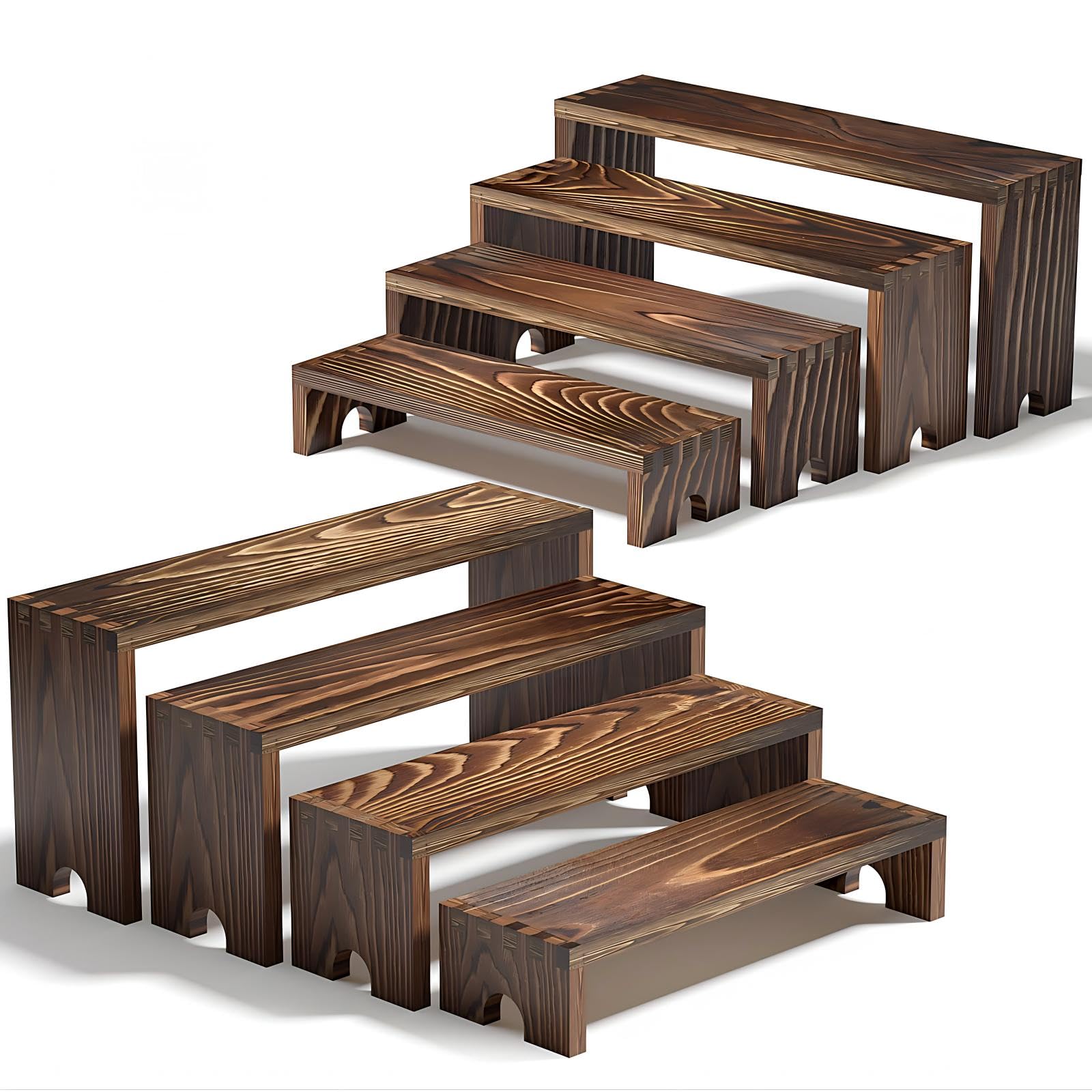 Photo 1 of 2 Set Wooden Tiered Risers Display Stands for Vendor Events,Stackable Wood Cupcake Display Stand,Farmhouse Decor Wood Dessert Table Display Set,Vendor Booth Display Items,Food Display Risers for Party