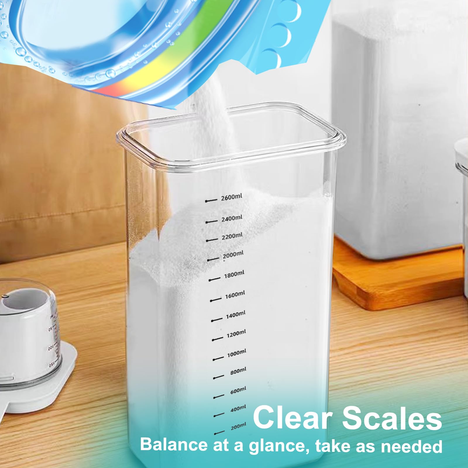 Dispenser Detersivo Lavatrice, 2900 Ml Dosatore Detersivo Lavatrice, Riutilizzabili Contenitore per Detersivo in Polvere e Liquidi, contenitori detersivi lavanderia (2900ml)