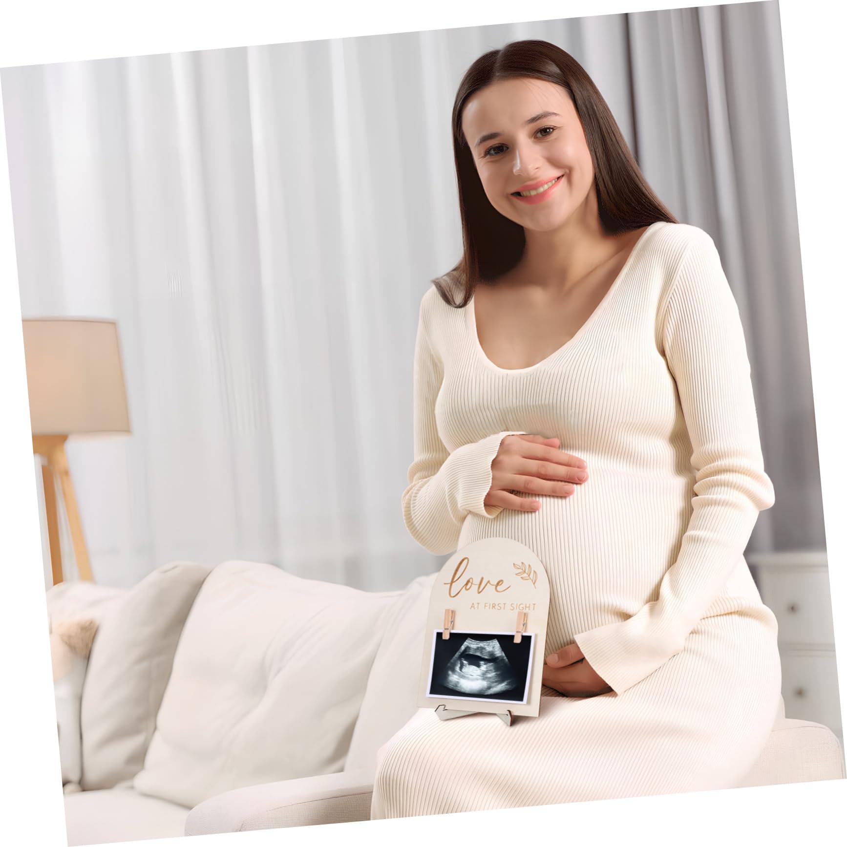 MOLUCKFU Nursery Wall Decor Wooden Picture Frame Sonogram Photo Frame Easy to Use Clip