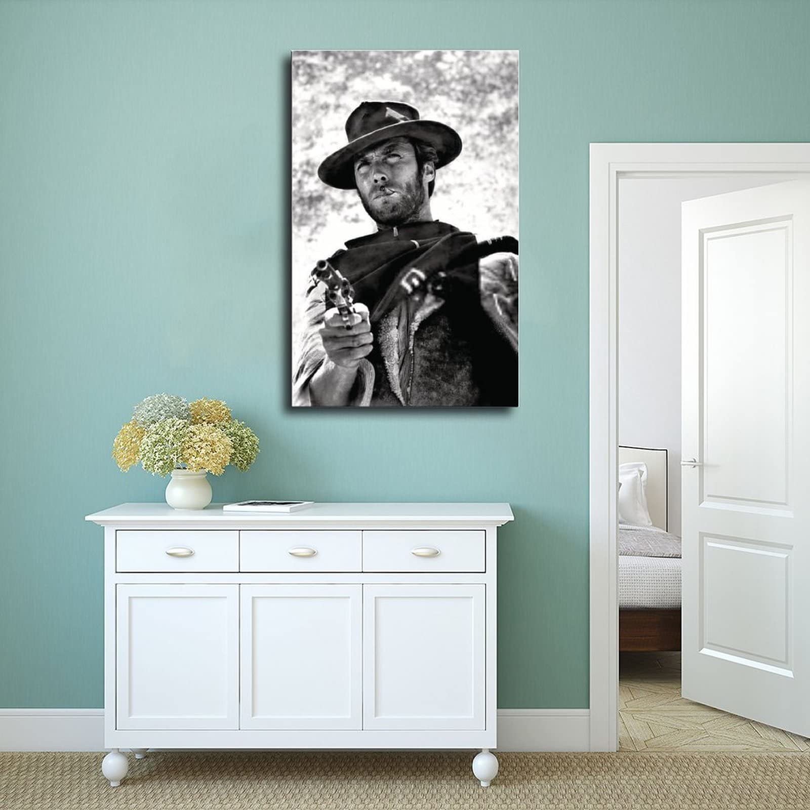 QIXIANG Impression Sur Toile De Camion - Décoration Murale Rétro Bleue