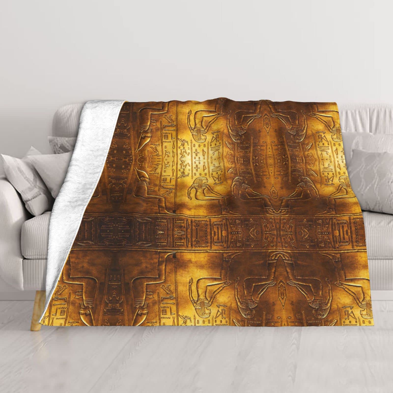 Couverture de lit douce imprimée Égypte plaid canapé double couche couverture camping et salon