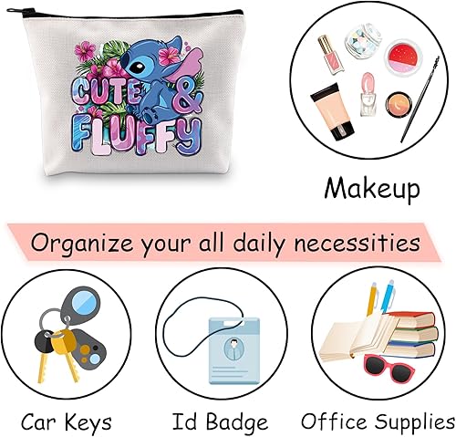 Miniatura 7 de JXGZSO Regalo para amantes de la película de dibujos animados, bolsa de maquillaje hawaiana esponjosa inspirada en la película de dibujos animados