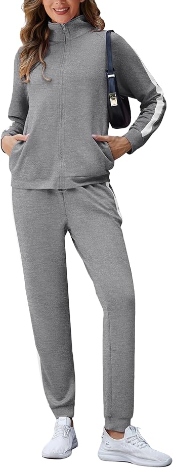 Marvmys Women Tracksuits Set Long Sleeve Full Zip Fall Sets 2 Piece Outfits Jogging Suit Sweatsuits with Pockets