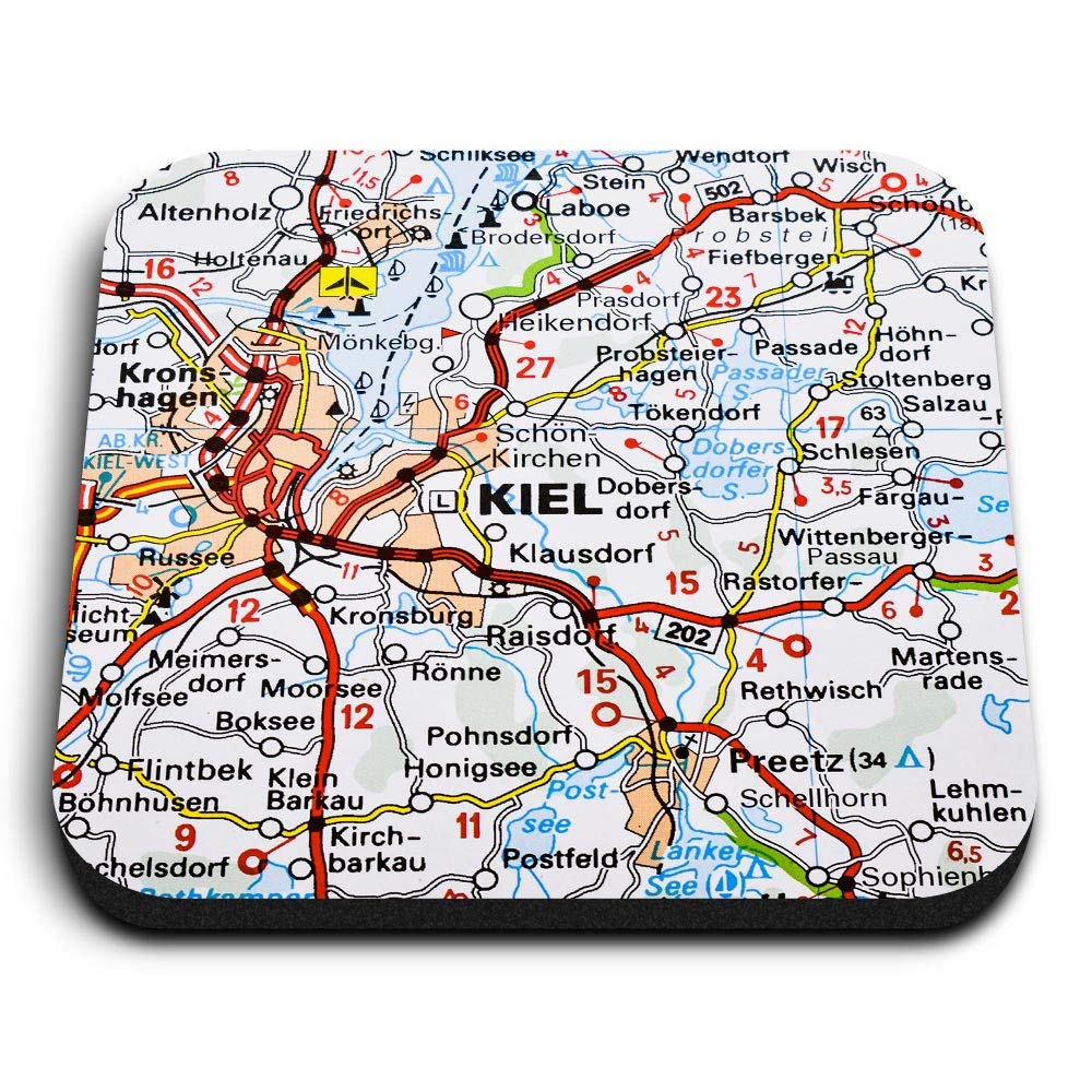 Destination Vinyl Ltd Multicolor 1 X Square Mdf Fridge Magnet - Kiel City Germany German Travel Map 45466