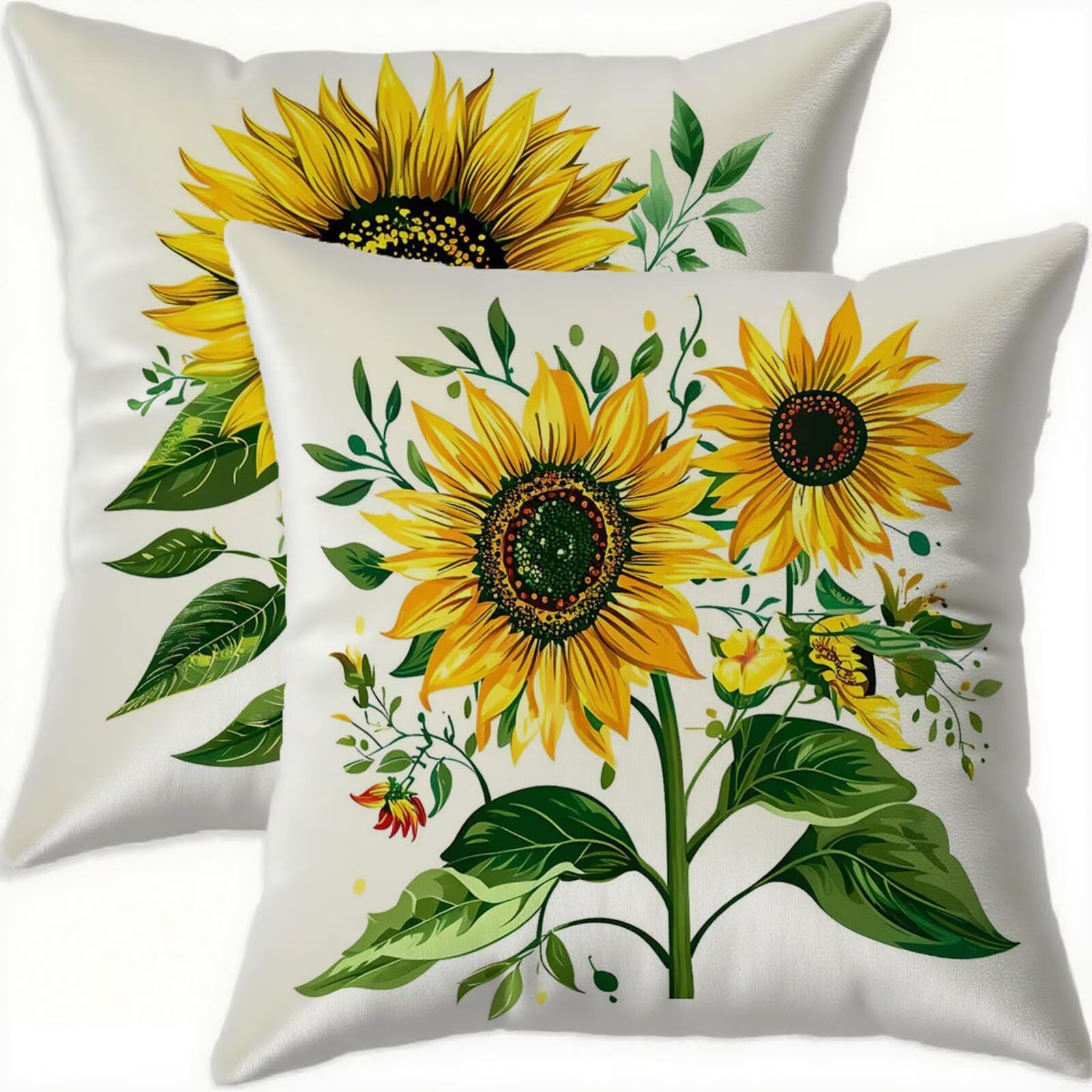 Housse coussin 75x75cm velours imperméable et jaune avec fermeture éclair invisible