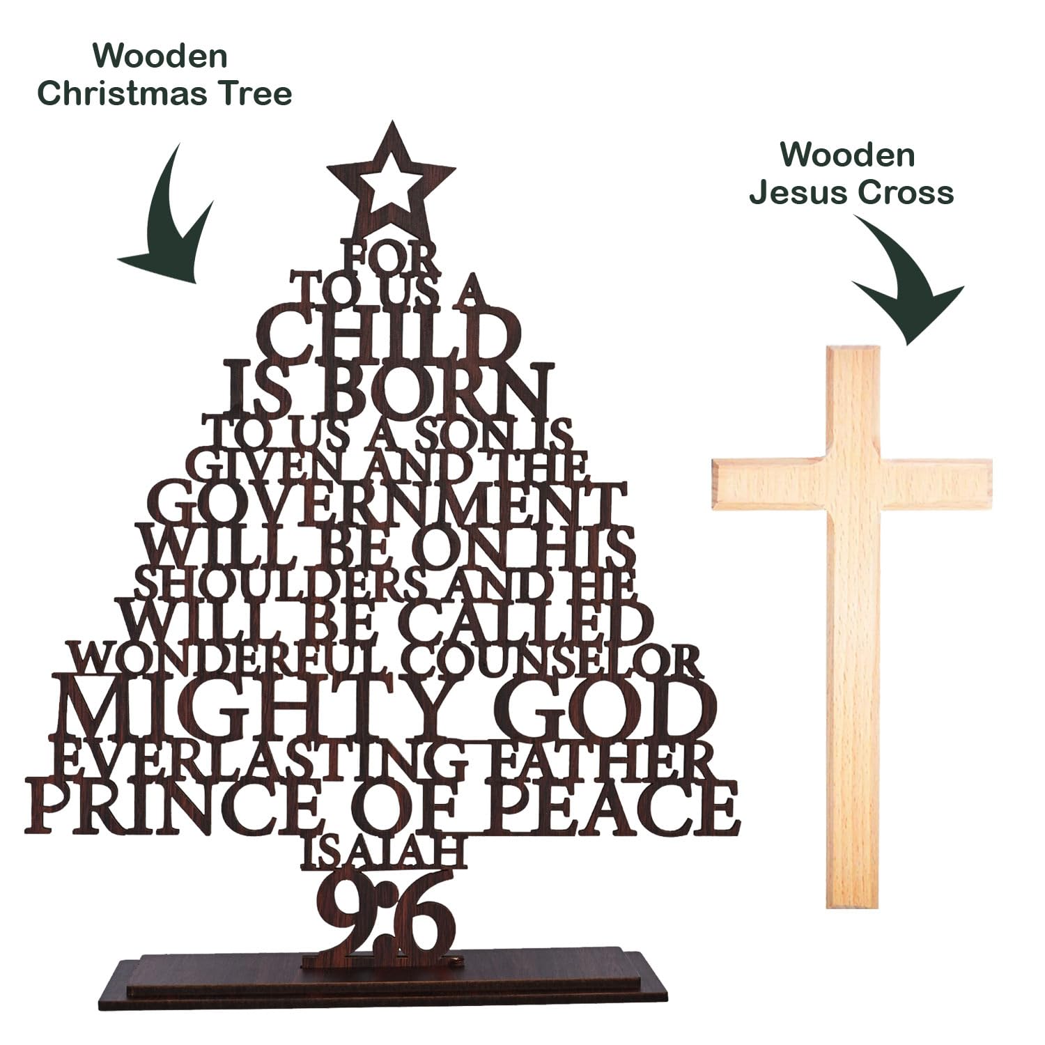 Wooden Jesus Tree Combo - Christmas Decoration -2