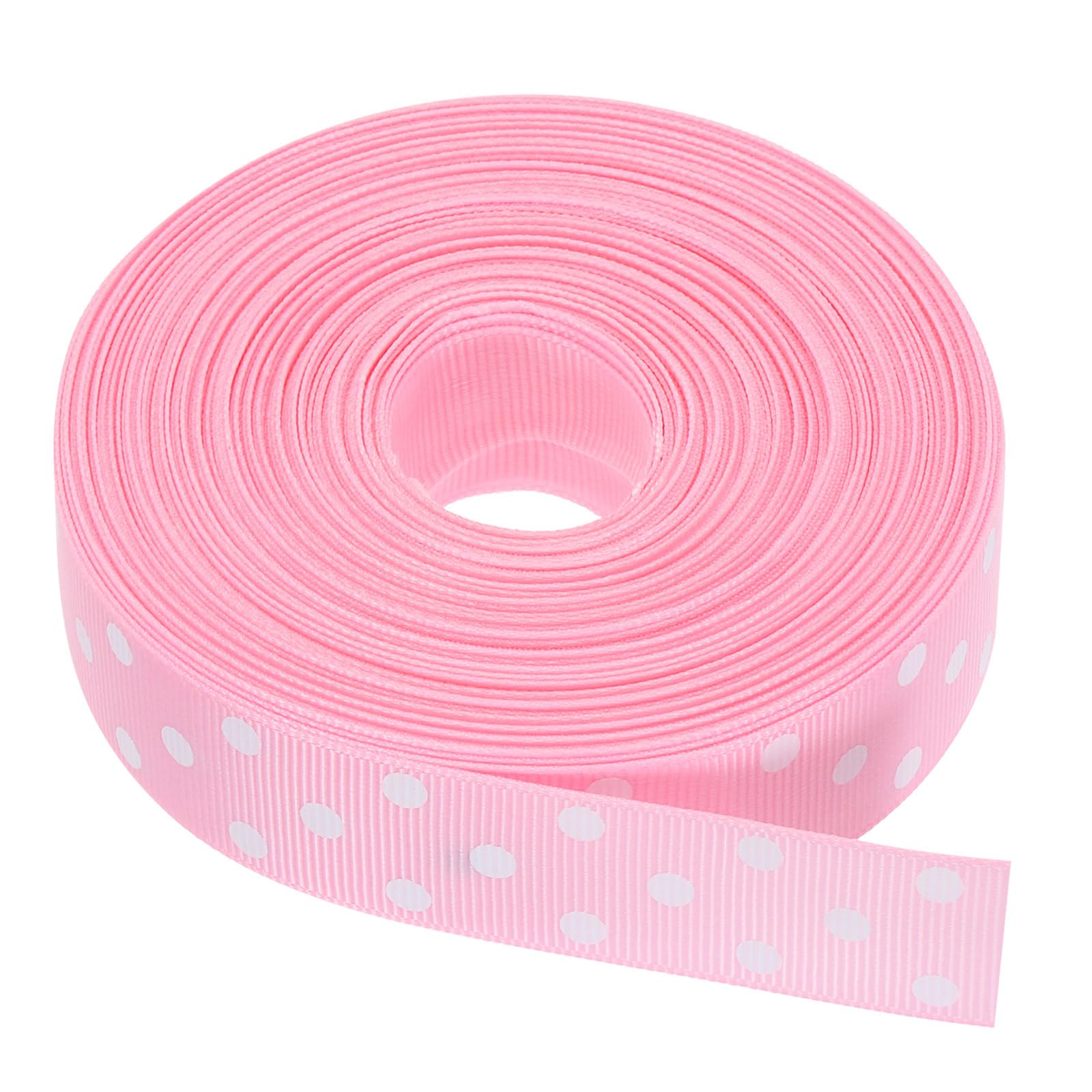 sourcing map Grosgrain Ribbons 25 Yards 1 Inch Pink with White Dots Ribbon Bow Decoration for Crafts Gift Wrapping Wedding DIY Handmade