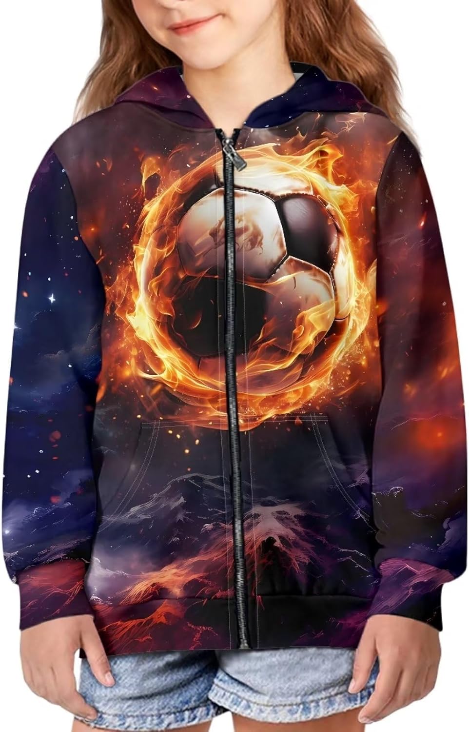 JEOCODY Full Zip Up Hoodies for Teen Girls Kids Long Sleeve Sweatshirt Jacket Size 6-16