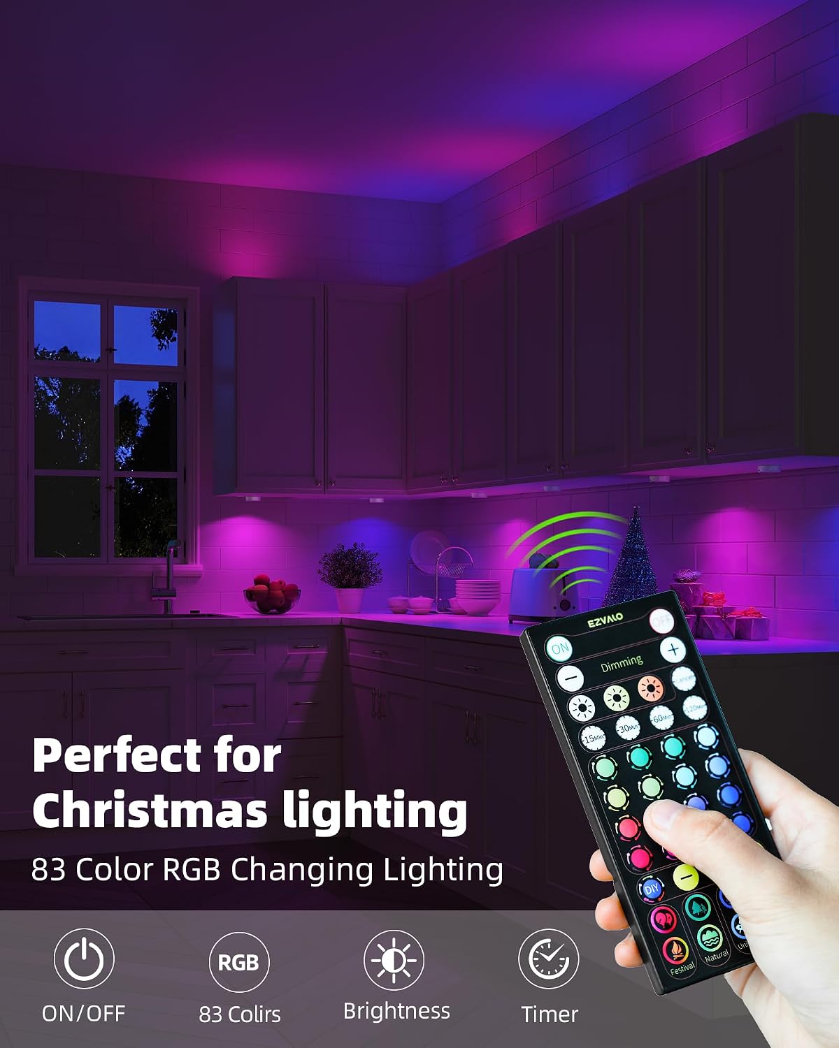 Condition photo showing New/Like New for ezvalo led puck lights, 6pack rechargeable battery touch light, 2.5'' mini tap lights, wireless closet light, under cabinet lighting, 3 color & 16 rgb, sitck on lights for kitchen,pantry,shelves white 6pack-rgb