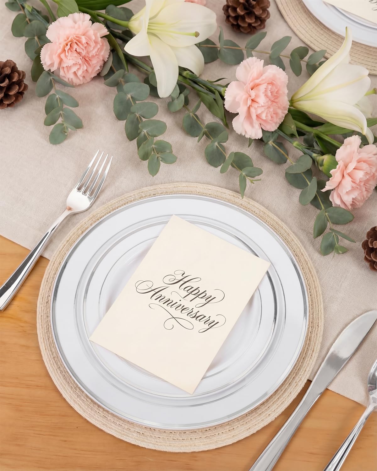 bUCLA 150 Piece Silver Disposable Dinnerware Set -9