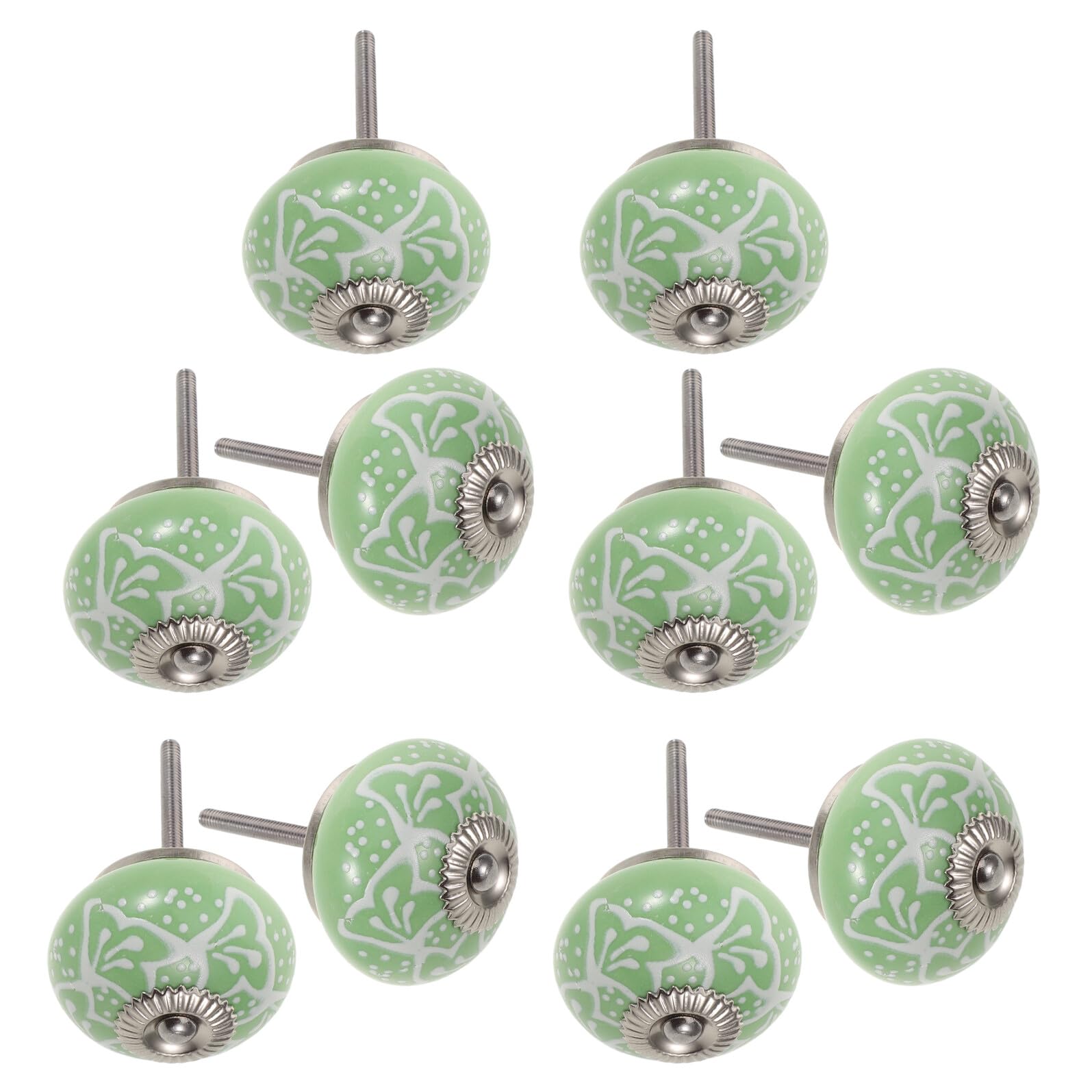 Gadpiparty 10 Manopole per Mobili in Ceramica Verde Rotonde da 1,6" con Viti, Pomelli per Cassetti e Armadi, Maniglie per Cucina e Camera da Letto, Installazione Rapida, Design Decorativo