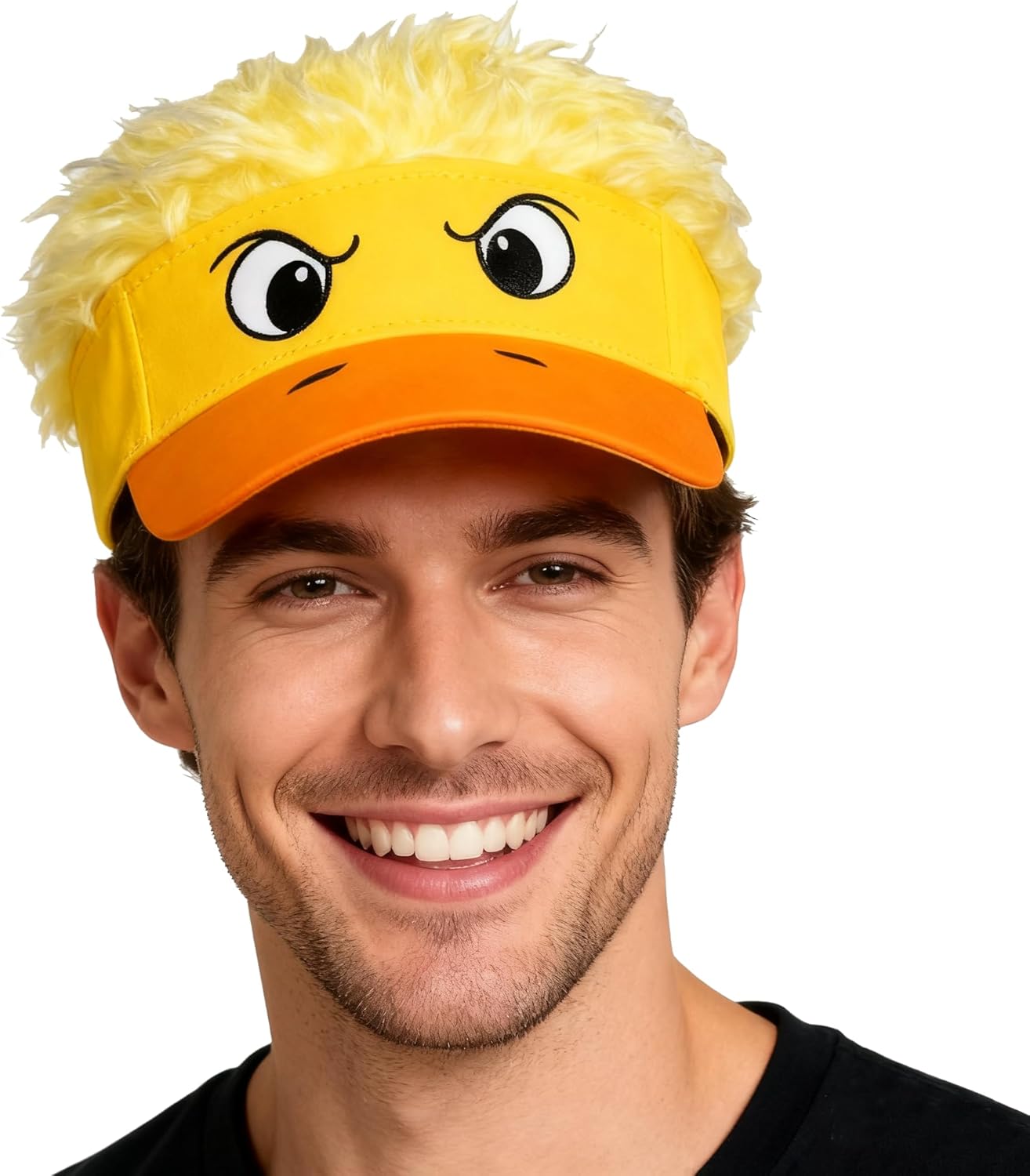 Funny Adults Big Eyes Hair Wig Hat Cute Cartoon Duck Golf Sun Visor Cap Halloween Cosplay Gift Adjustable Beach Baseball Hat - Image 2