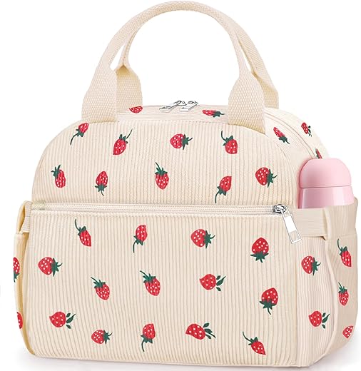 KUBYA Insulated Strawberry Corduroy Lunch Box Review: Stylish & Leakproof Tote for Women