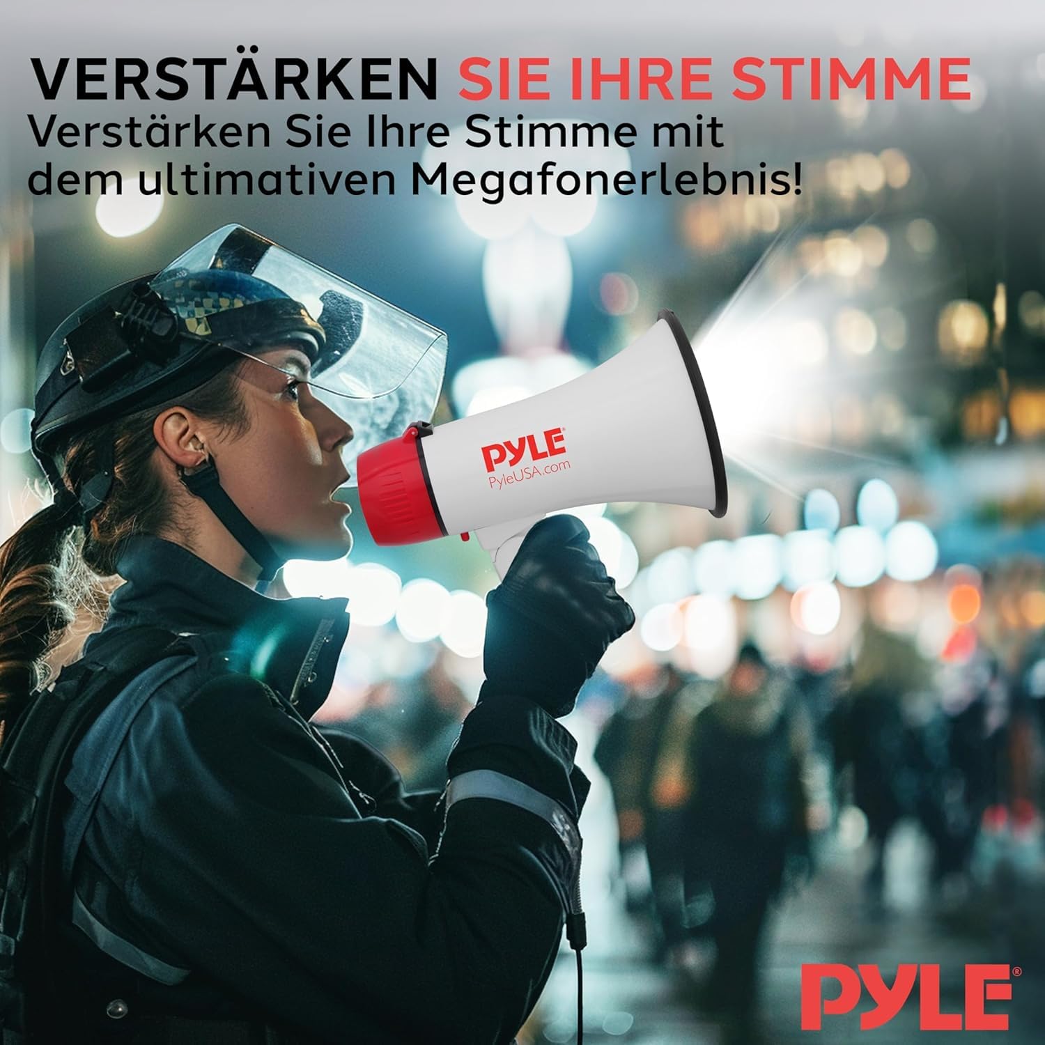 Pyle Megaphone Rechargeable Bull Horn Loud PA Speaker with 30W Power and Adjustable Volume Control, 800 Yard Range, Lightweight Portable Design, Ideal for Outdoor Sports, Cheerleading and Coaches - Image 6