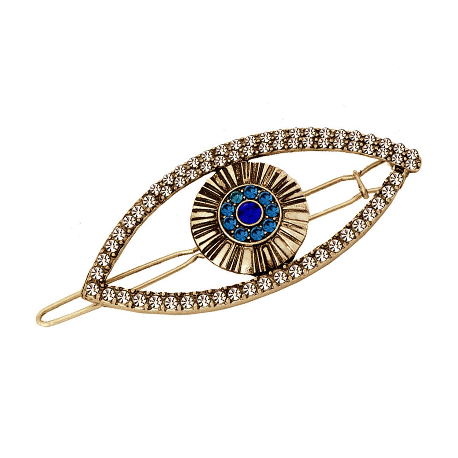 Young & ForeverAntique Gold Blue Crystal Evil Eye Hair pins Hair Clips for Girls Fancy Diamond Hair Accessories for Women