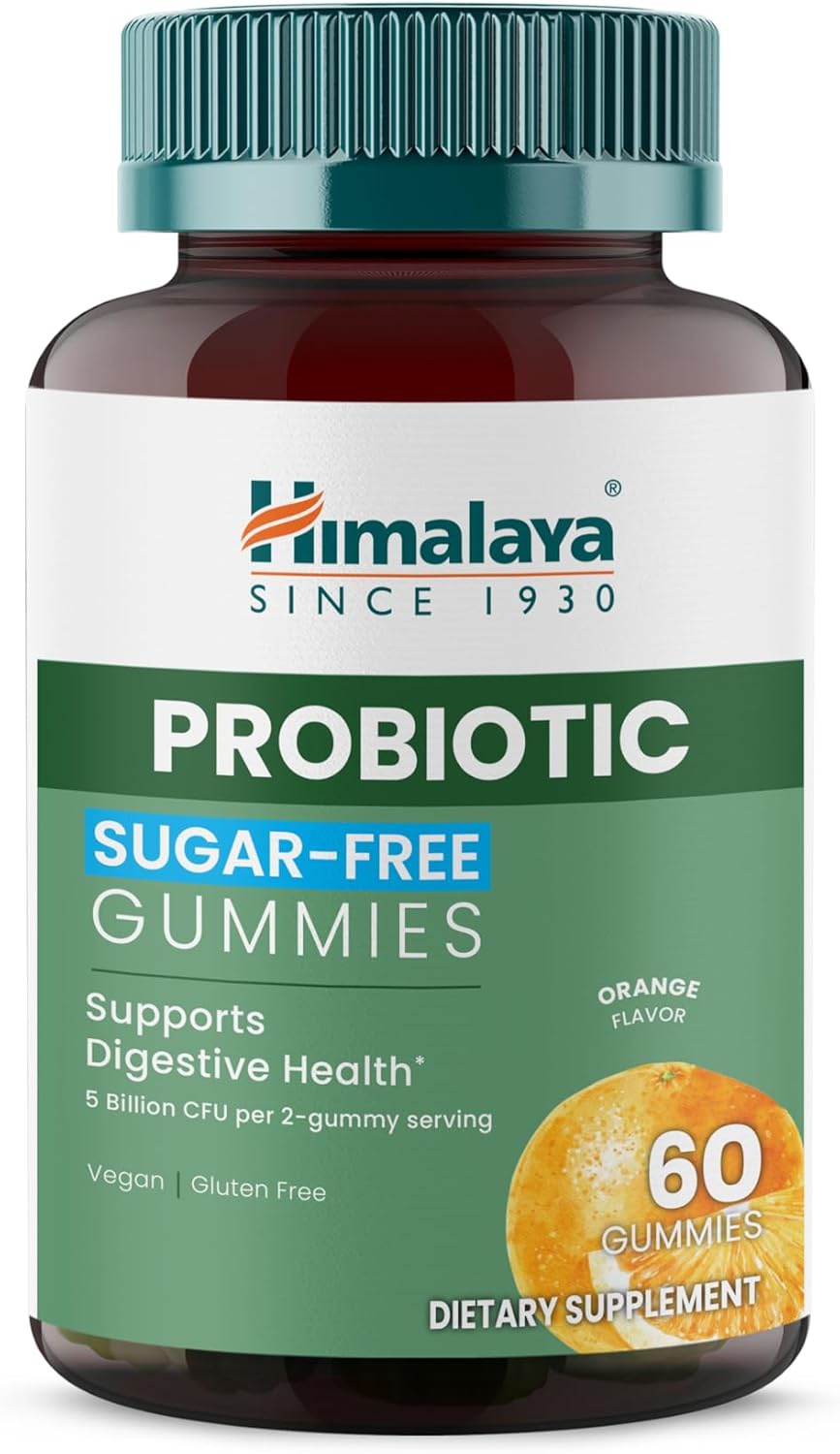 Himalaya Probiotic Sugar-Free Gummies, 60 Count, Supports Digestive Health, 5 Billion CFU per Serving, Vegan, Gluten-Free, with Marigold & Pomegranate Himalaya Probiotic Sugar-Free Gummies, 60 Count, Supports Digestive Health, 5 Billion CFU per Serving, Vegan, Gluten-Free, with Marigold & Pomegranate