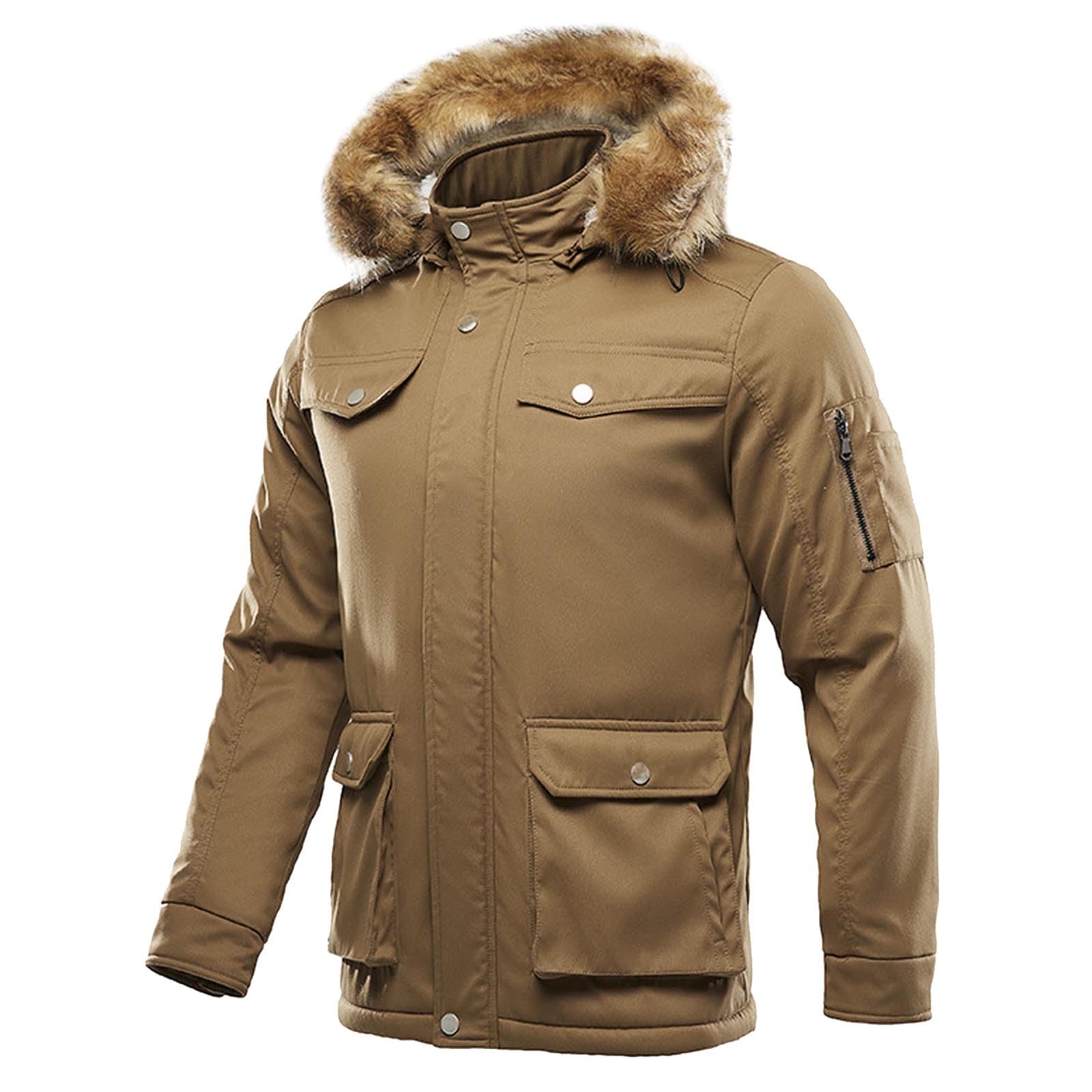 Winterjacke Herren Parka, Winterparka Herren Warm, Gefütterte Jacke Mit Kapuze Übergangsjacke Mit Taschen Vintage Arbeitsjacke Thermo Herrenmantel Blouson Parker Sportjacke Für Wandern