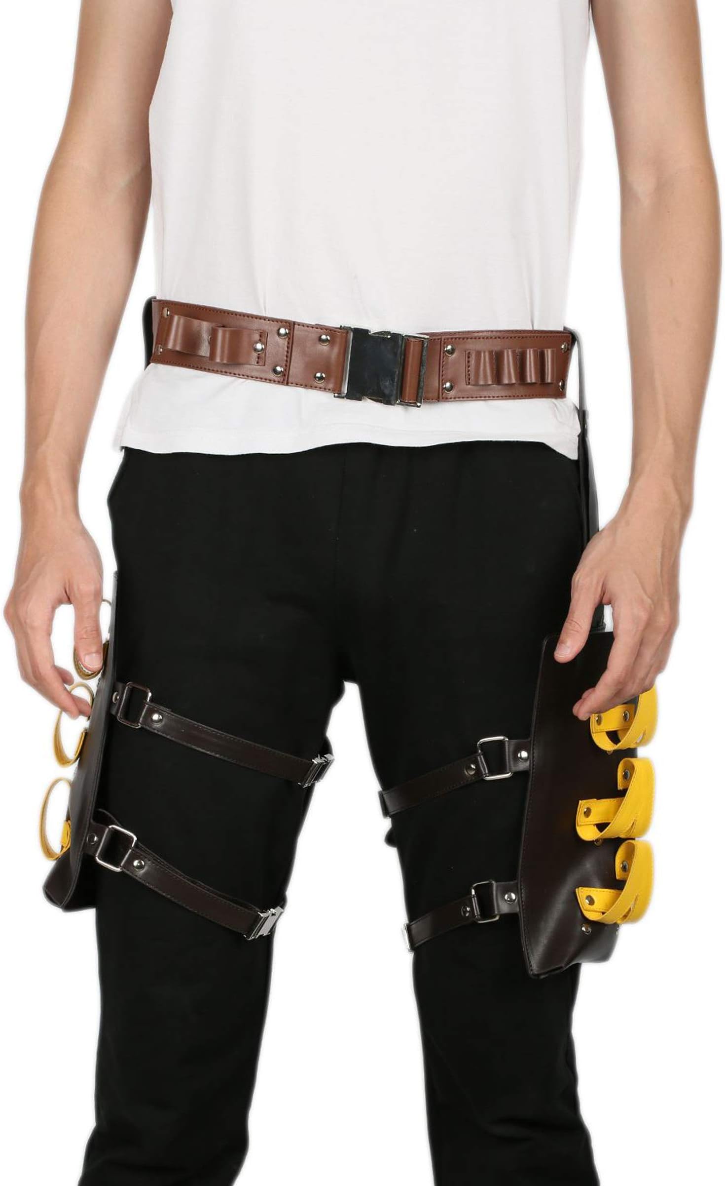 Xcoser Red Hood Cosplay Belt Holster Brown Yellow PU Leather Mens Costume Accessories Prop