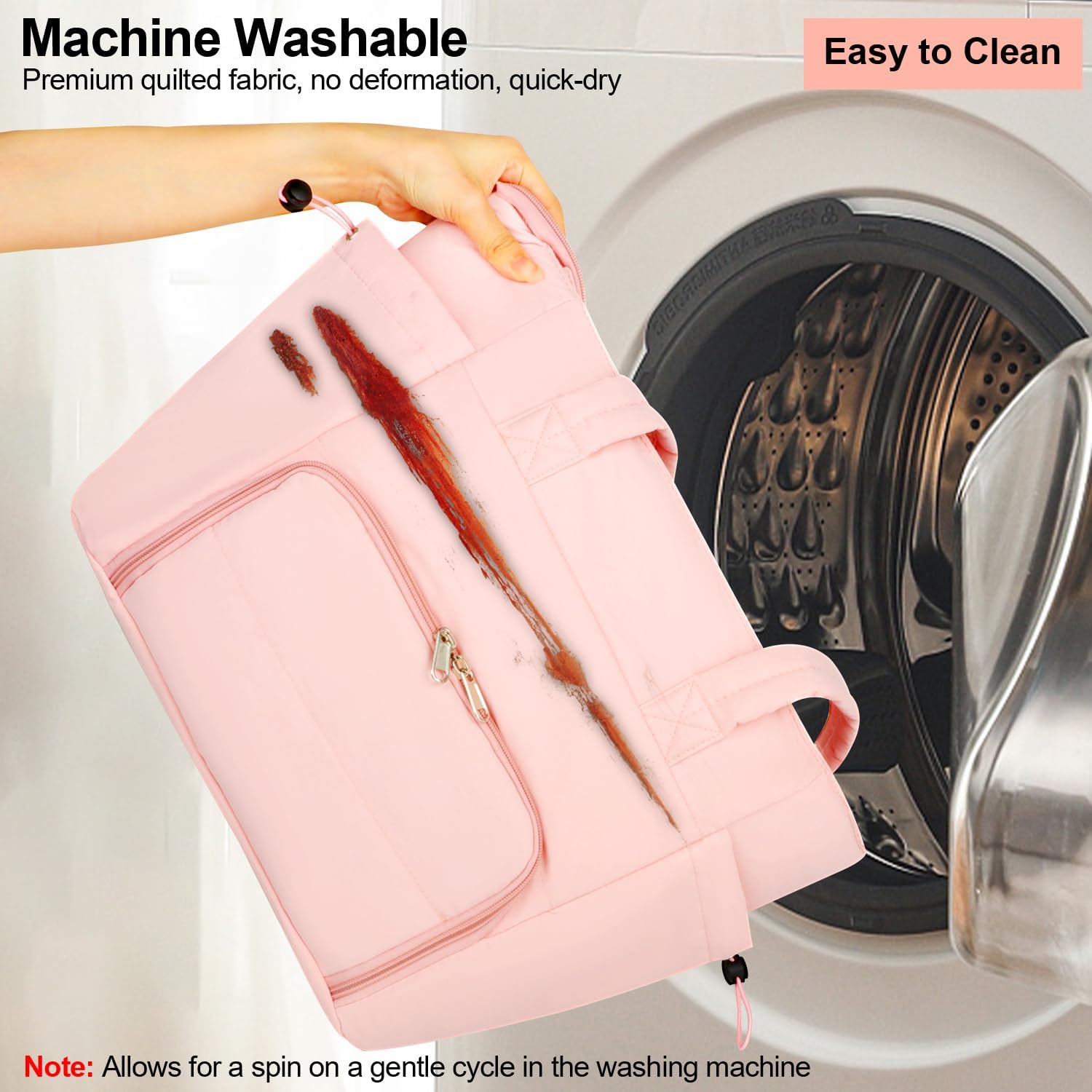 Work Laptop Tote Bag for Women with Insulated Lunch Compartment, Lightweight Puffy Lunch Tote Bag with 15.6 Inch Laptop Compartment, Quilted Laptop Bags for Office Commuter Teacher Nurse Pink - Image 9