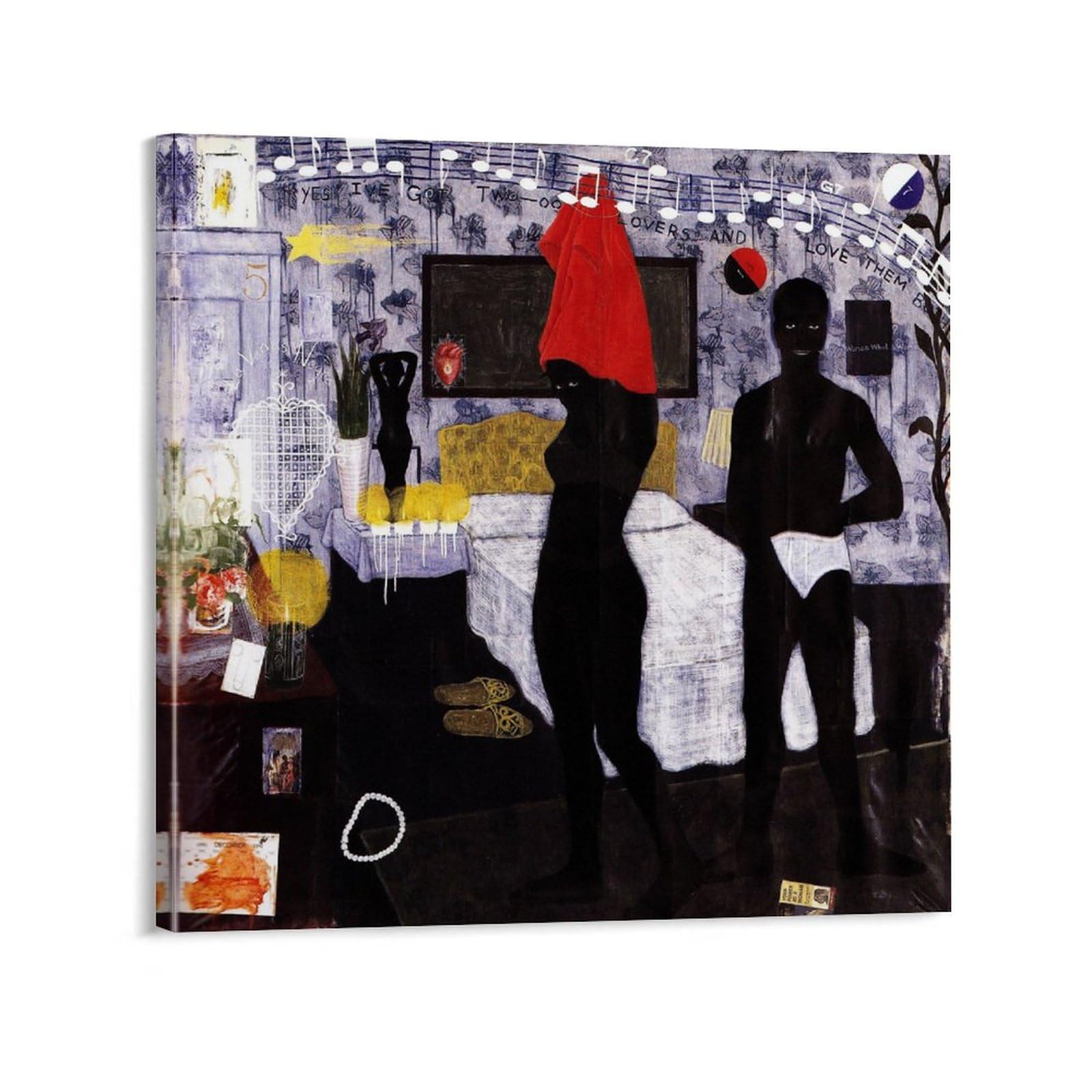 Black Artist Kerry James Marshall Painting Poster 9 Canvas Wall Art Poster Print Picture Paintings for Living Room Bedroom Office Decoration, Canvas Poster Art Gift for Family Friends.16x16inch(40x40c