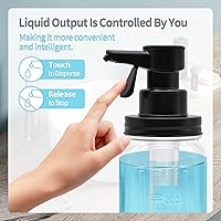 Vista 2 de 12oz Automatic Touch Sensor Liquid Glass Soap Dispenser, Hands-Free Mason Jar Soap Dispenser, Refillable Lotion Bottle for Bathroom Kitchen