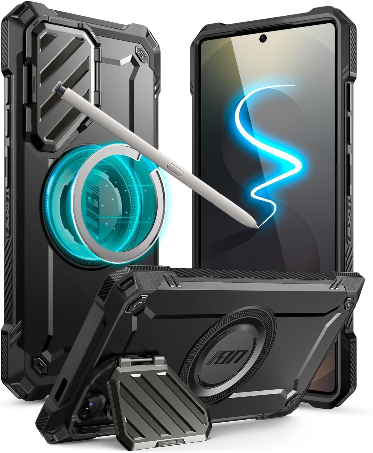 for Samsung Galaxy S25 Ultra Case with Camera Cover Stand (UBMag XT), [S Pen Friendly] [Compatible with MagSafe] [Military-Grade Protection] Magnetic Phone Case for S25 Ultra 6.9 inch, Black