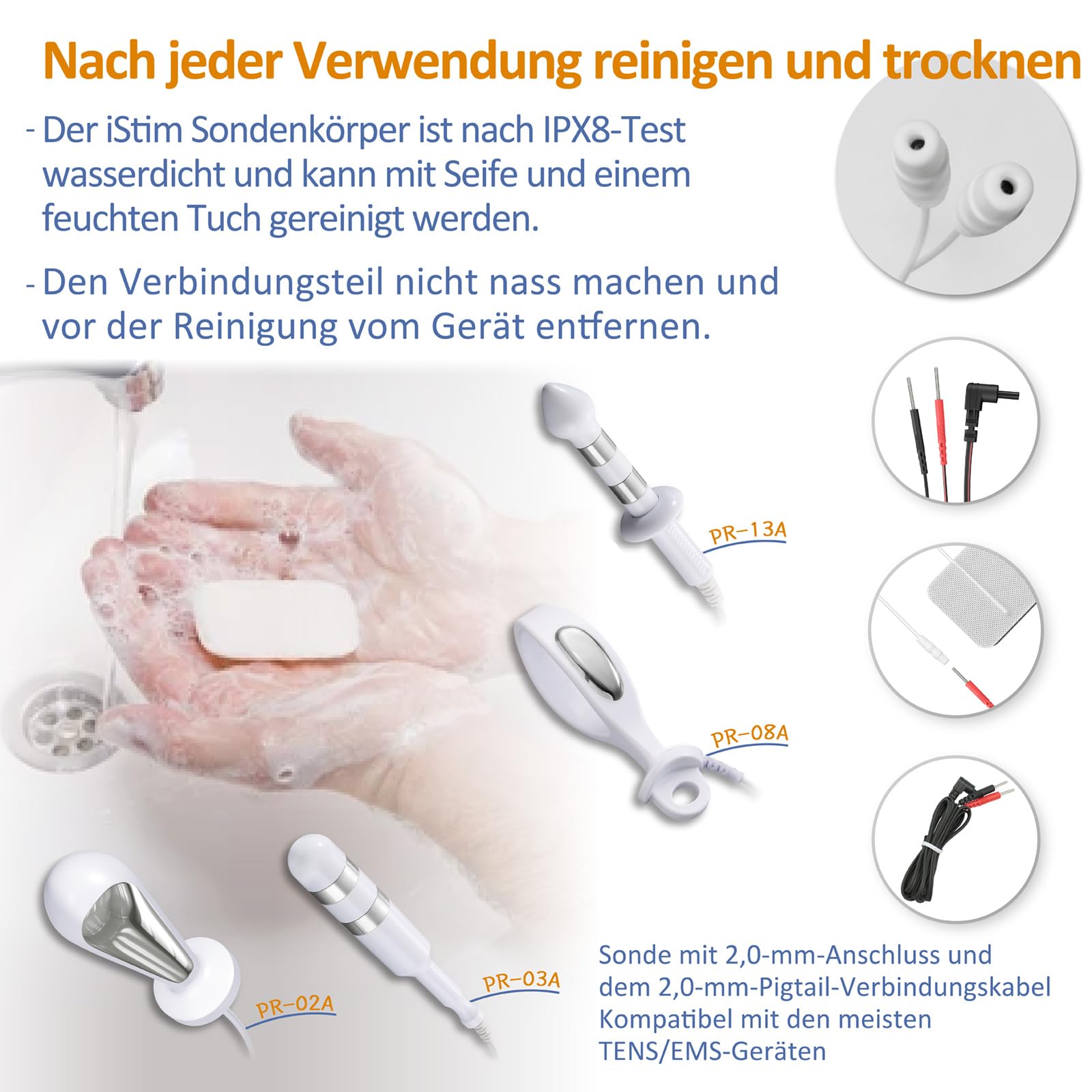 iSTIM Medizinische Sonde zur elektrischen Stimulation der Beckenbodenmuskulatur, Linderung von Inkontinenz, Blasenkontrolle – kompatibel mit Inkontinenz-EMS-Gerät