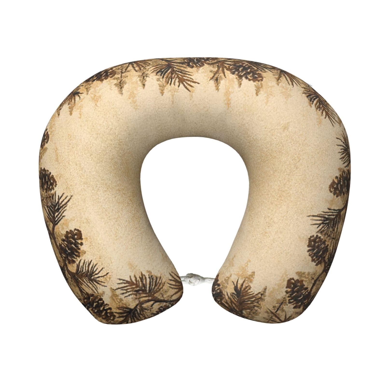 yagDAA Pine Cone Border Print U-Shape Travel Neck Pillows Memory Foam Neck Pillow For Airplane Car Office Sleeping Rest