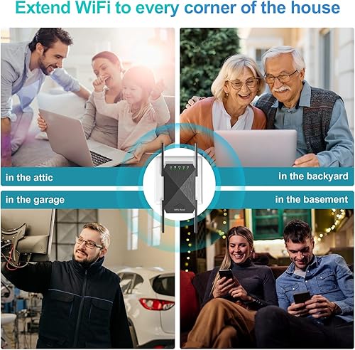 Miniatura 6 de Extensor WiFi, amplificador WiFi más rápido 2023, 1200 Mbps de doble banda (5 GHz2.4 GHz), extensores WiFi amplificador de señal para el hogar,