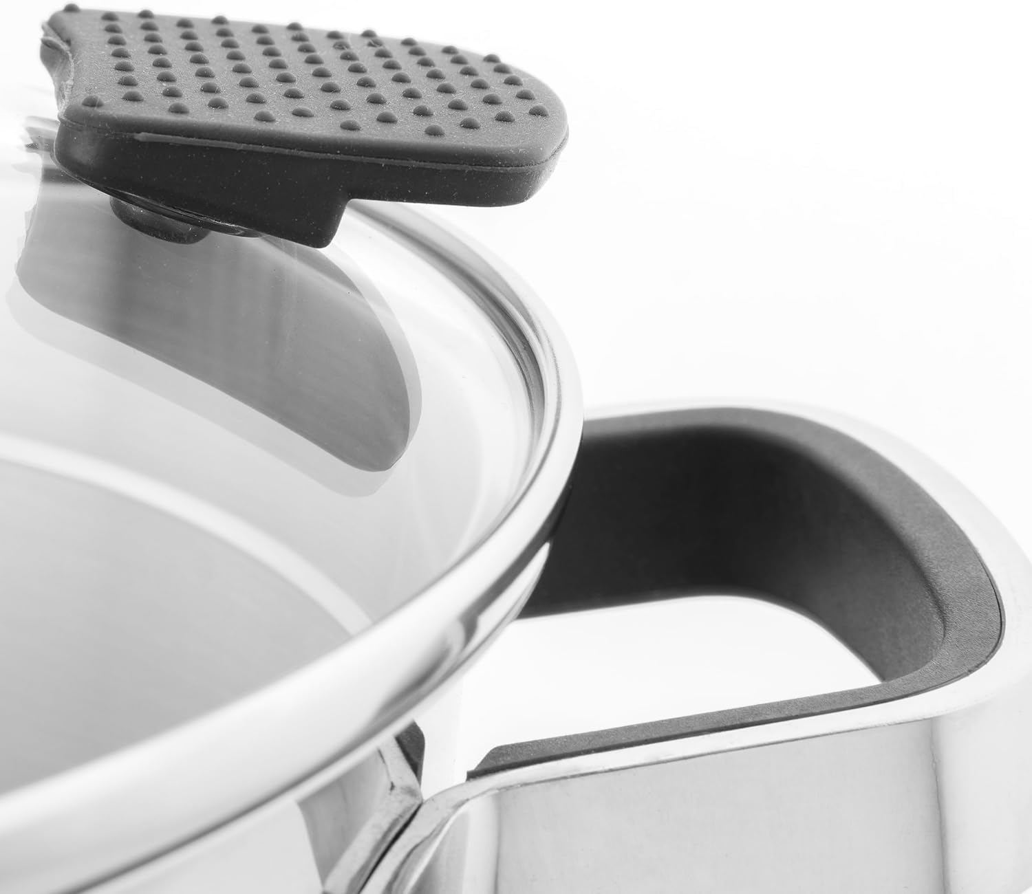 FLORINA Smart Cooking Pot Set, 8-Piece Pot Set Made of High-Quality Stainless Steel, Cooking Pots with Multifunctional Lid and Measuring Cup, Silicone-Covered Handles, Ideal for Induction Hobs, Gas