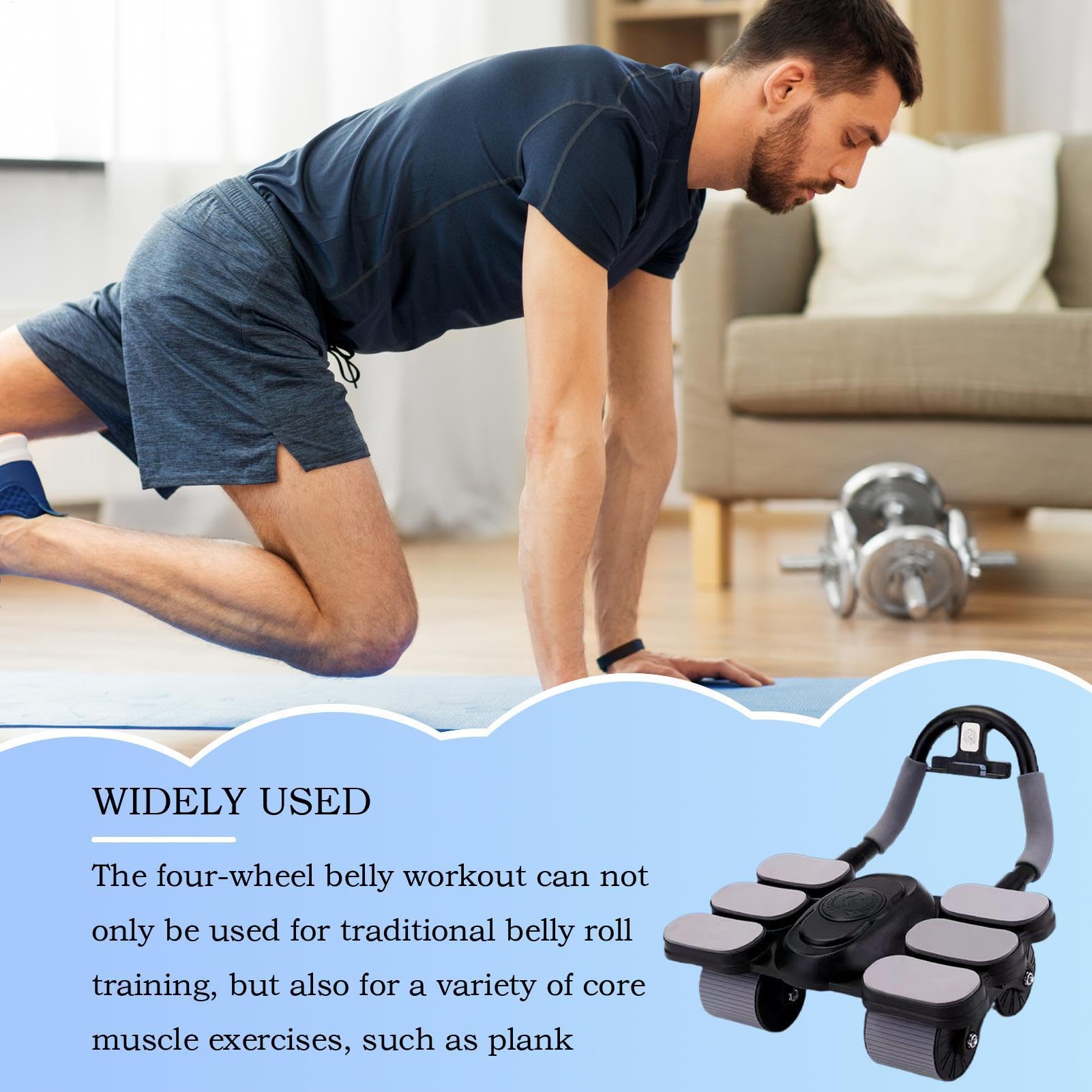 Ab Roller Wheel, automatyczna maszyna do podnoszenia ciężarów ab, roller na brzuchu four-Wheel, podstawowy sprzęt treningowy, Ab Roller dla kobiet, Ab Roller dla mężczyzn, Roller Fitness dla Abs,