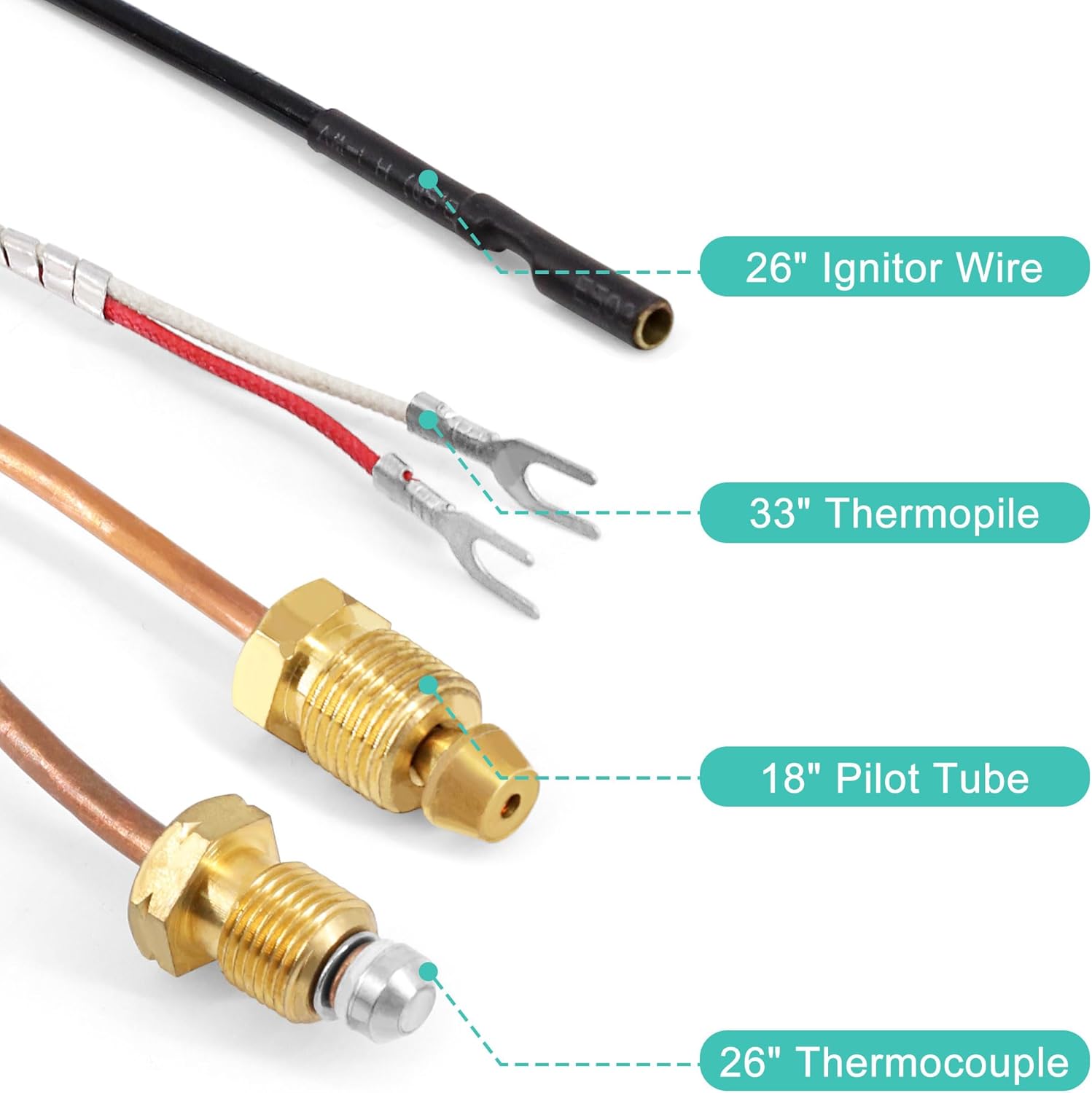10002264 Natural Gas 3 Way Pilot Assembly for Majestic, Temco, Vermont Castings, HHT, Dutchwest, Monessen Fireplace & Gas Stoves, Fireplace Replacement Parts with Thermocouple Thermopile